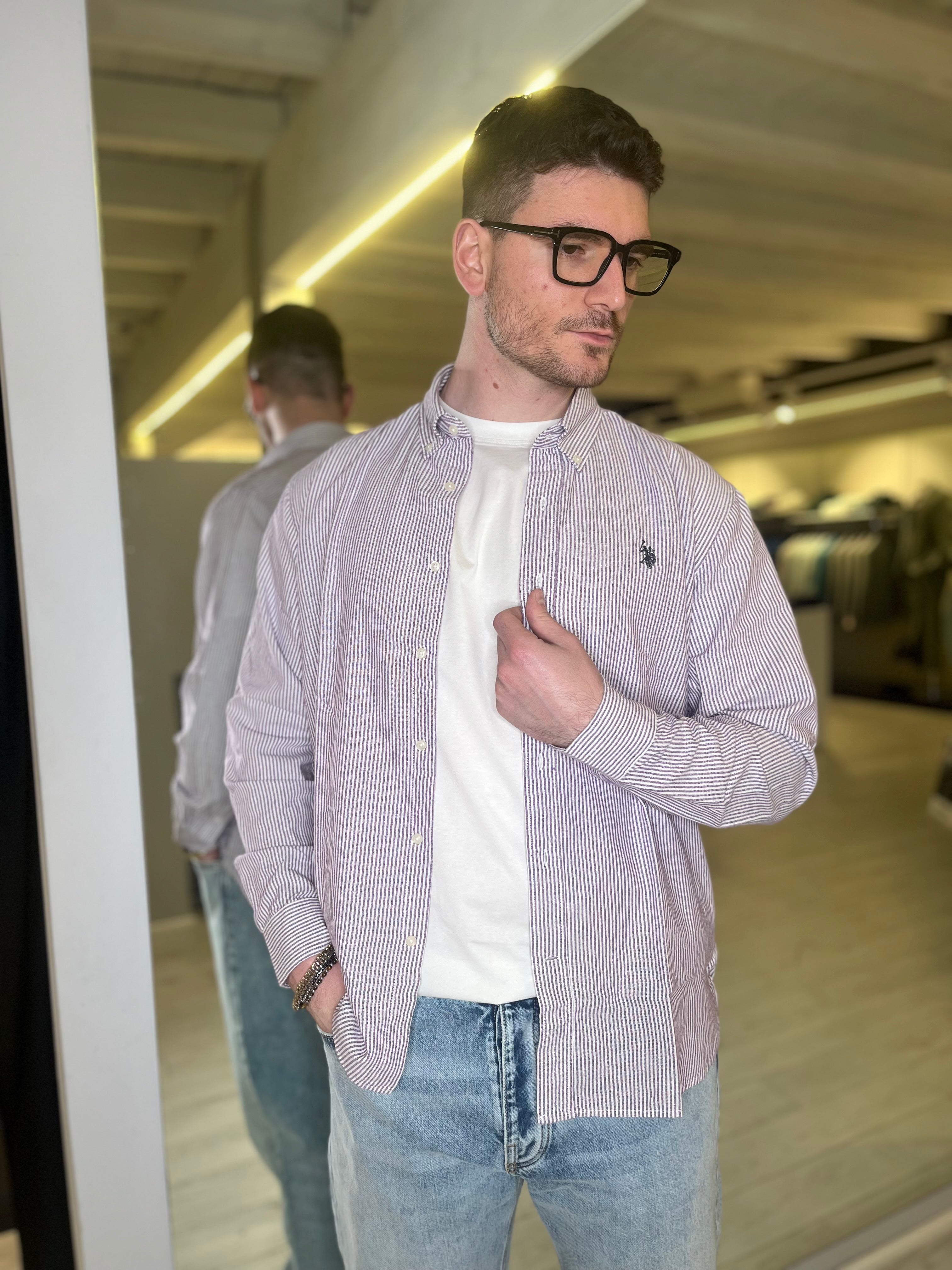 Camicia in cotone a righe