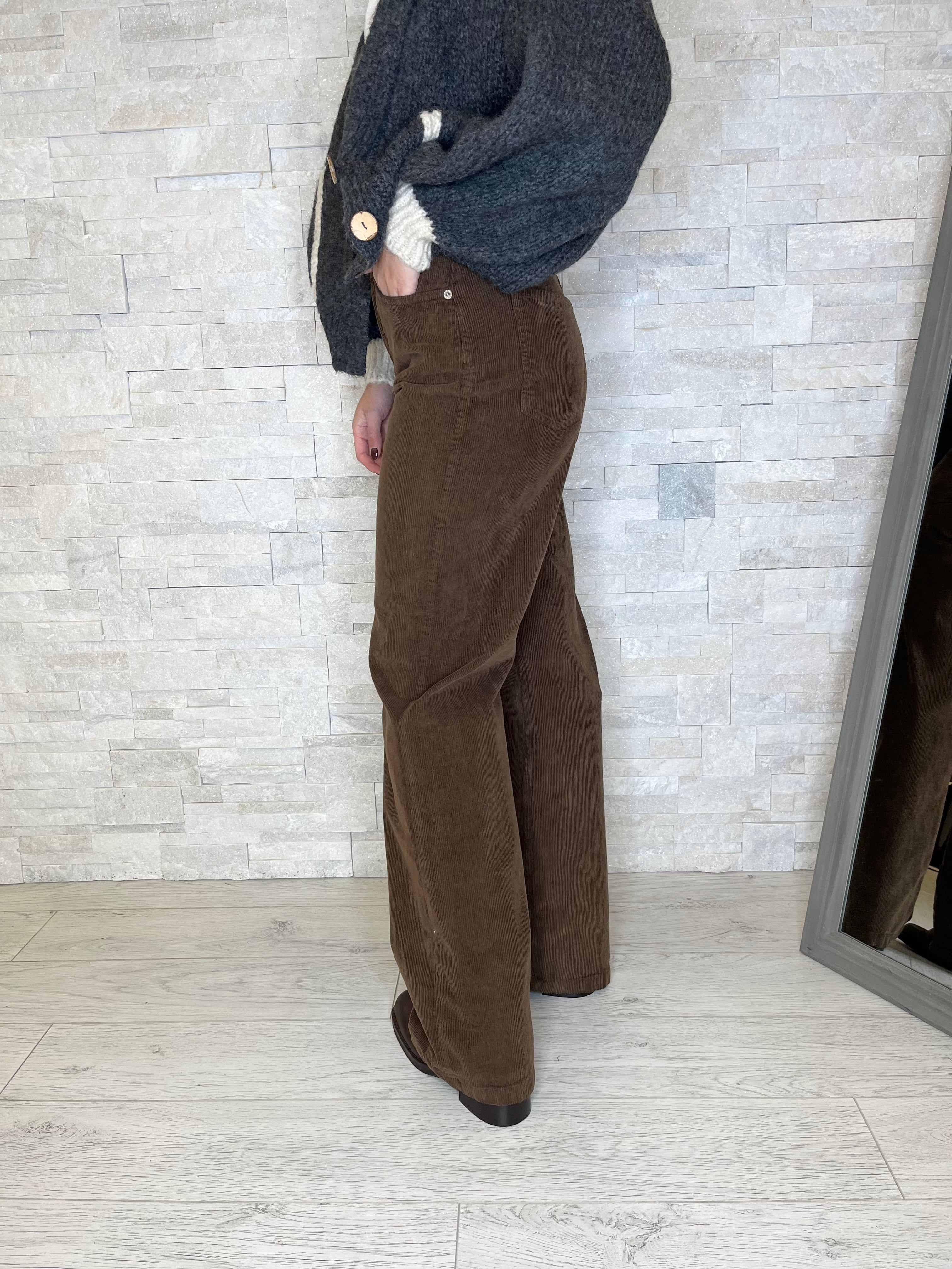 Pantalone london in velluto cioccolato