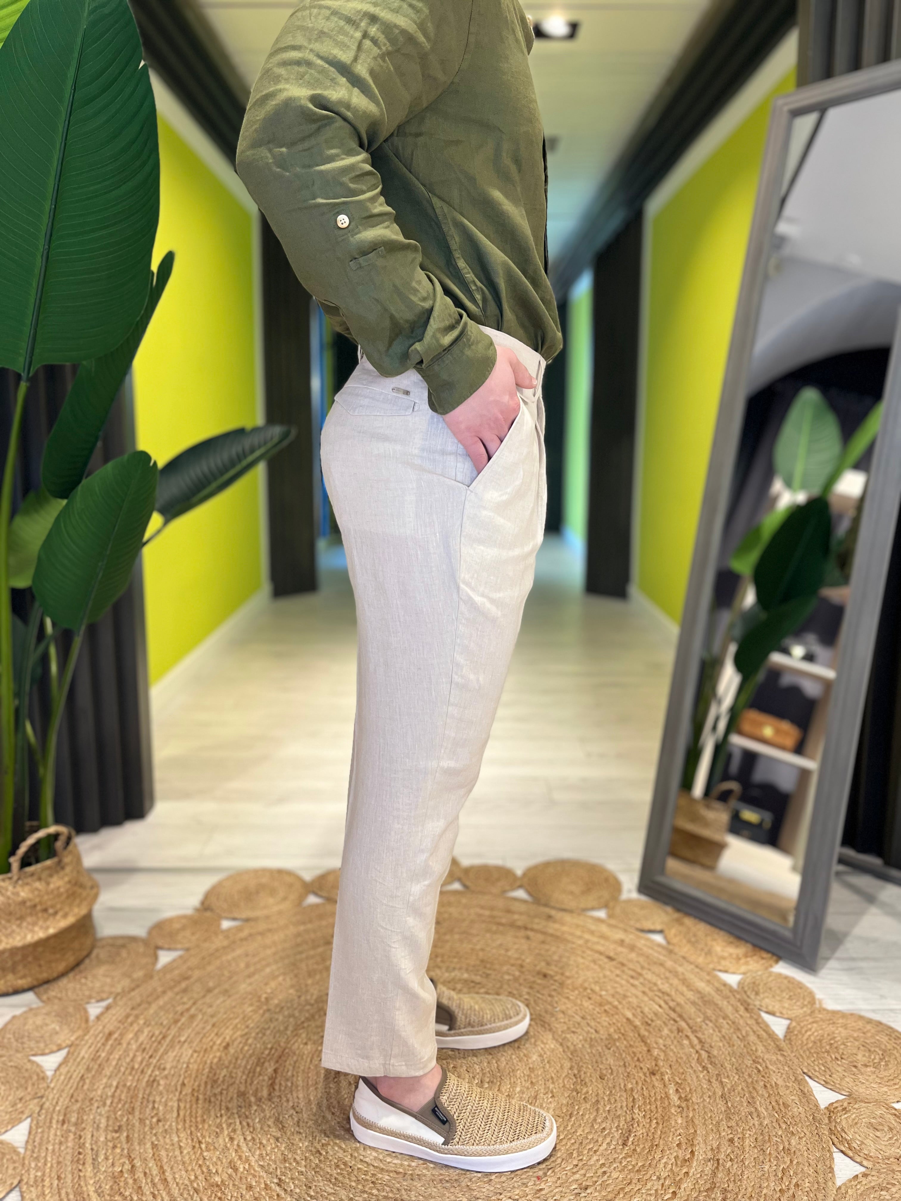 Pantalone in lino color Sand