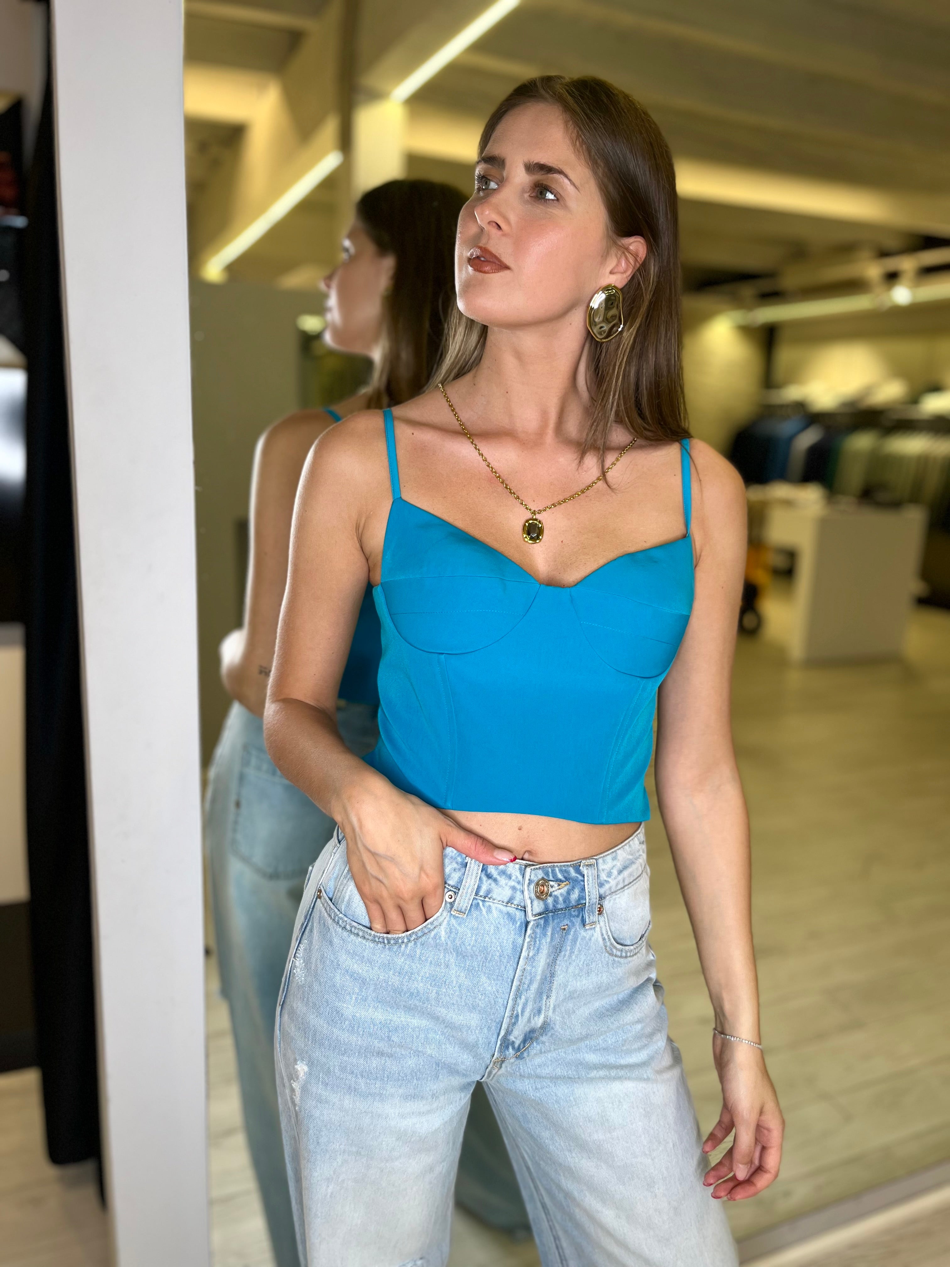 Bustino azzurro con stecche