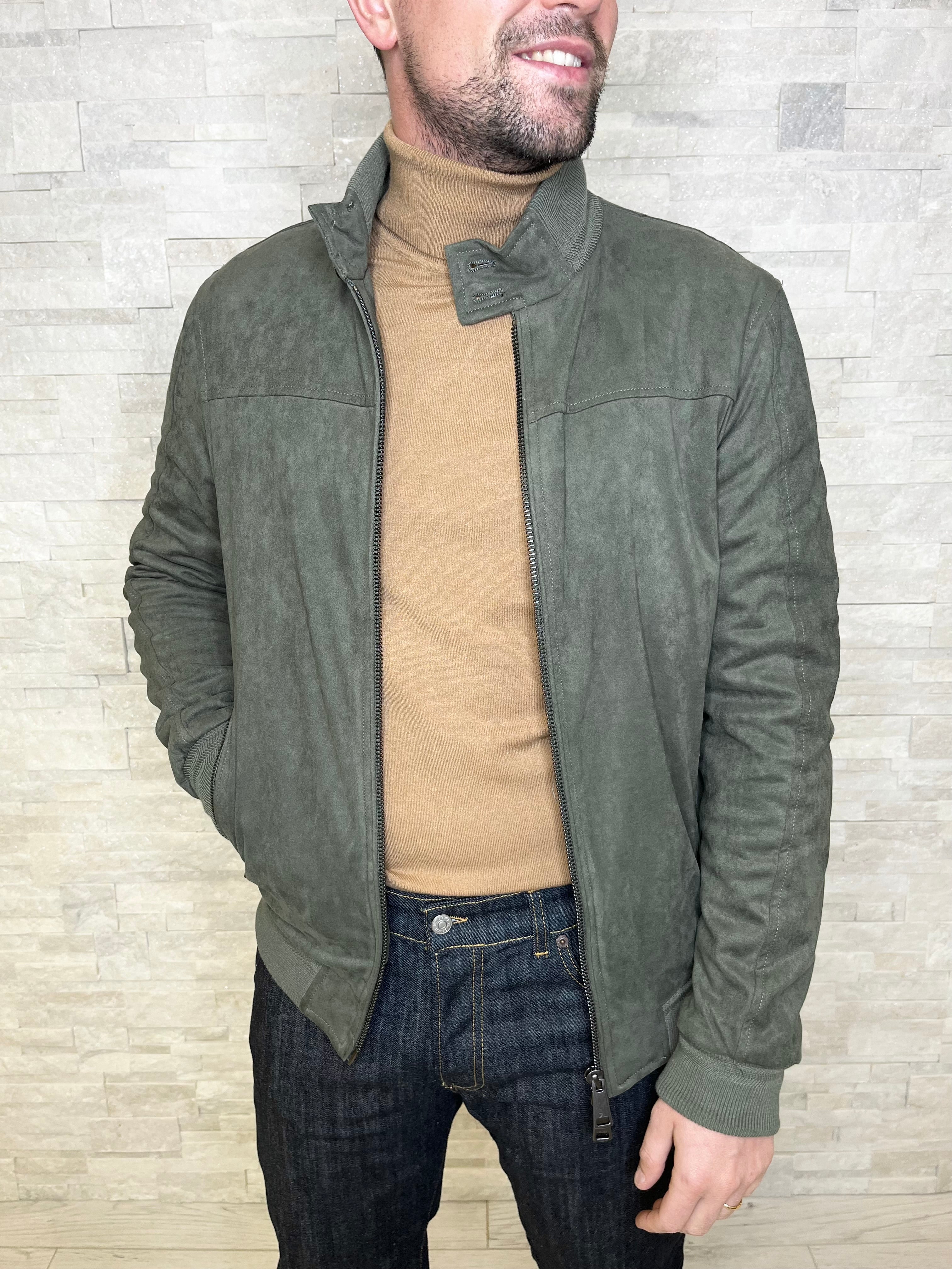 Giubbotto bomber effetto camoscio