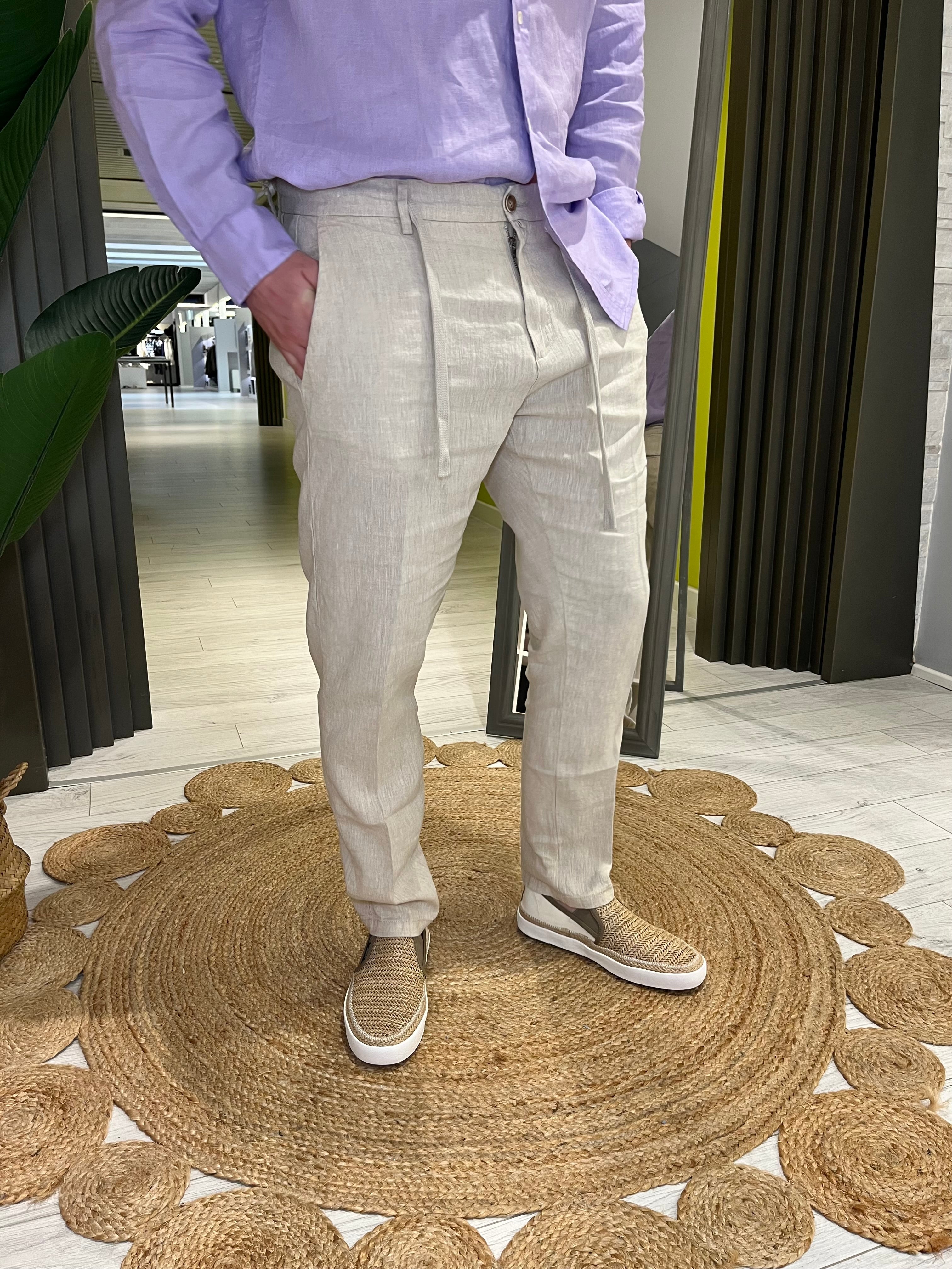 Pantalone in lino sabbia