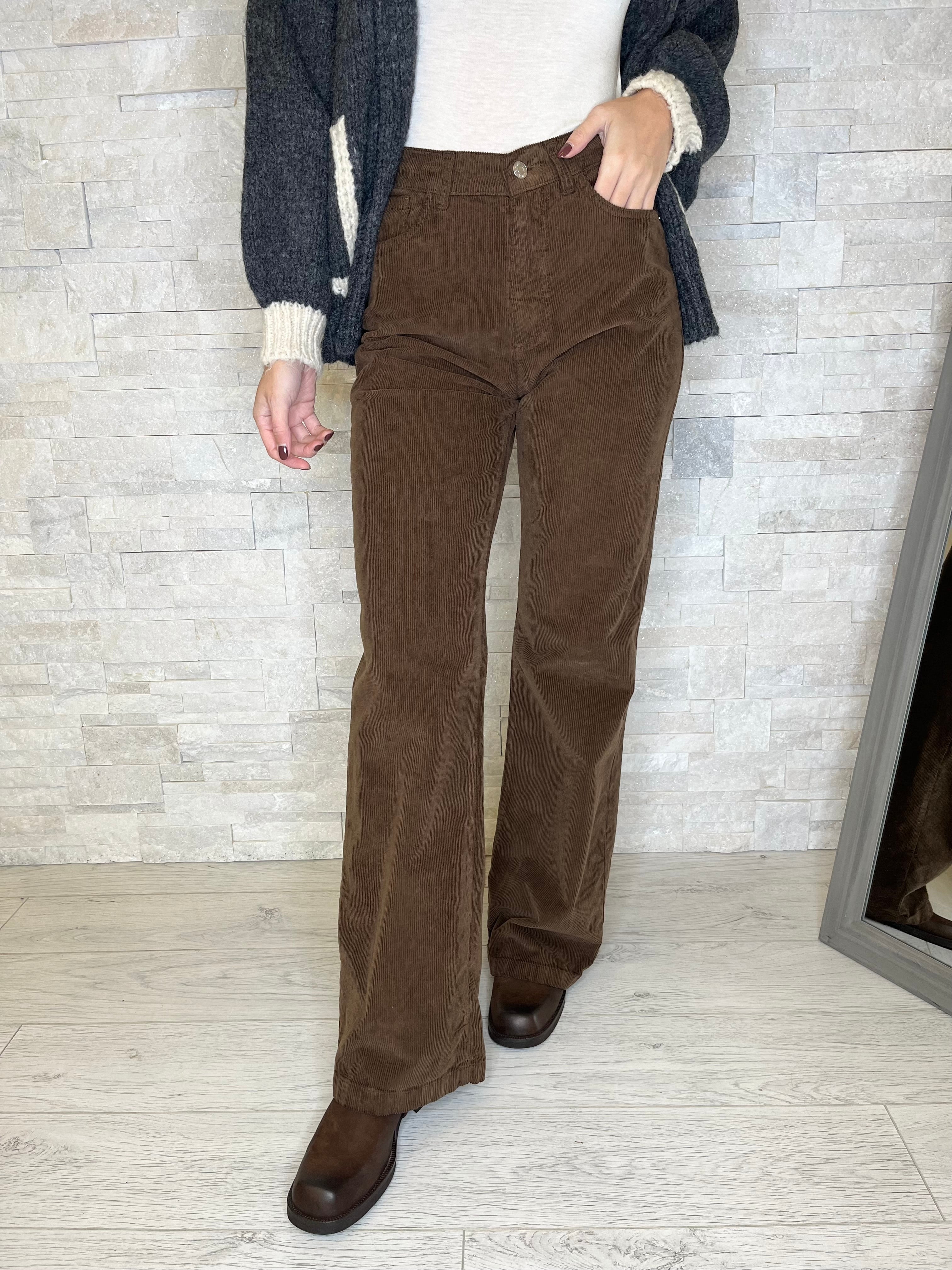 Pantalone london in velluto cioccolato