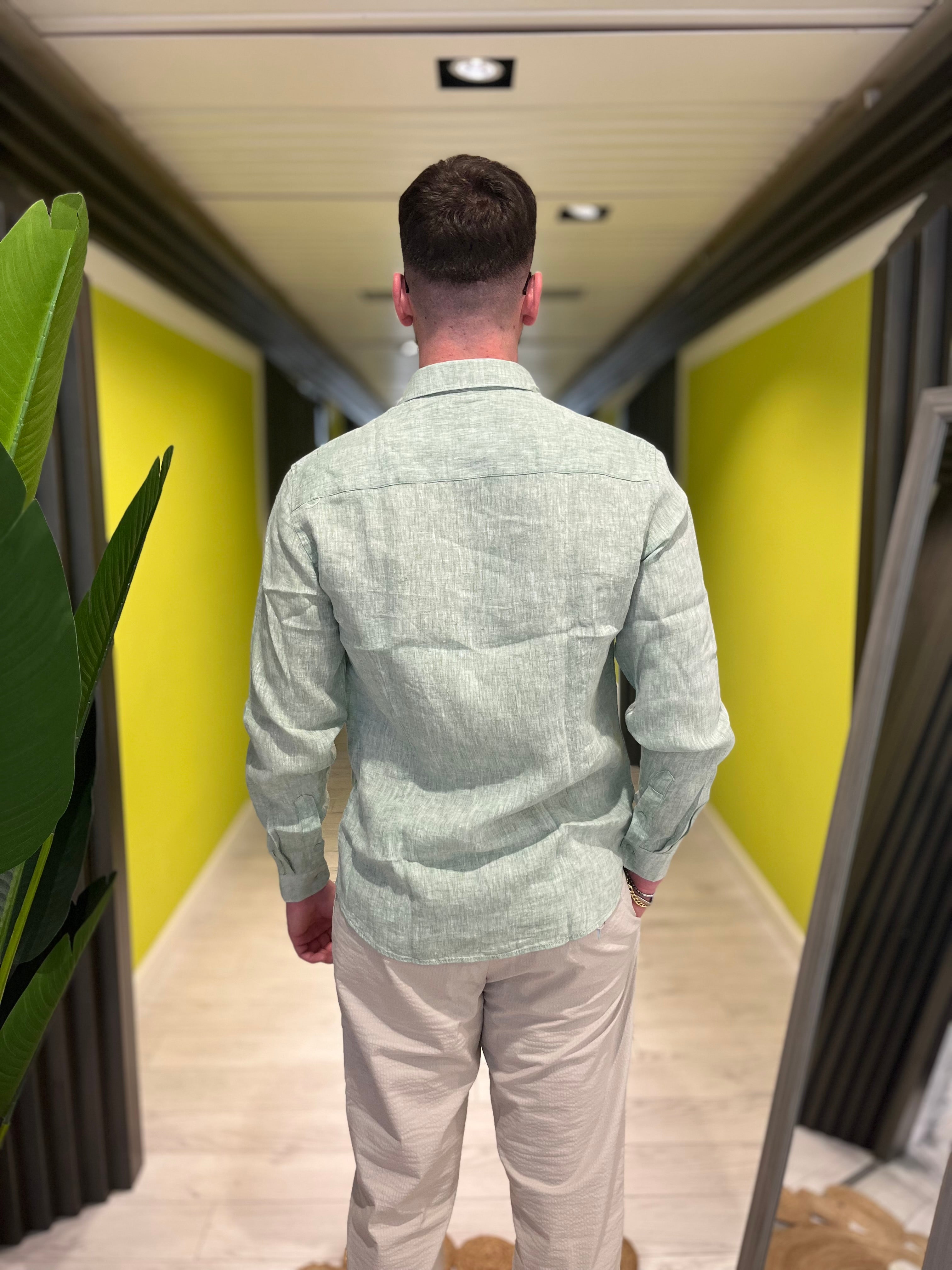 Camicia in lino green