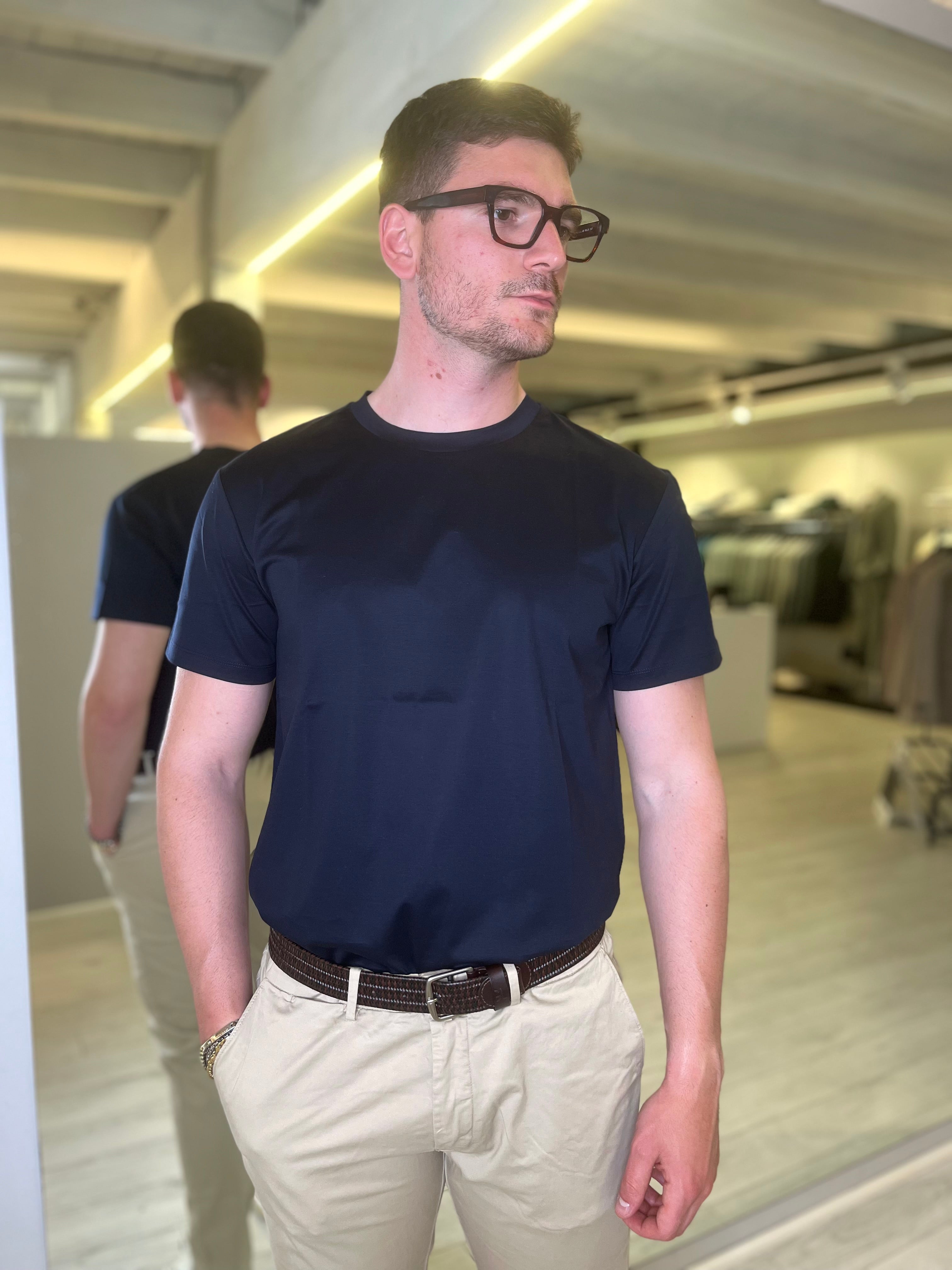 T-shirt jersey di cotone blu