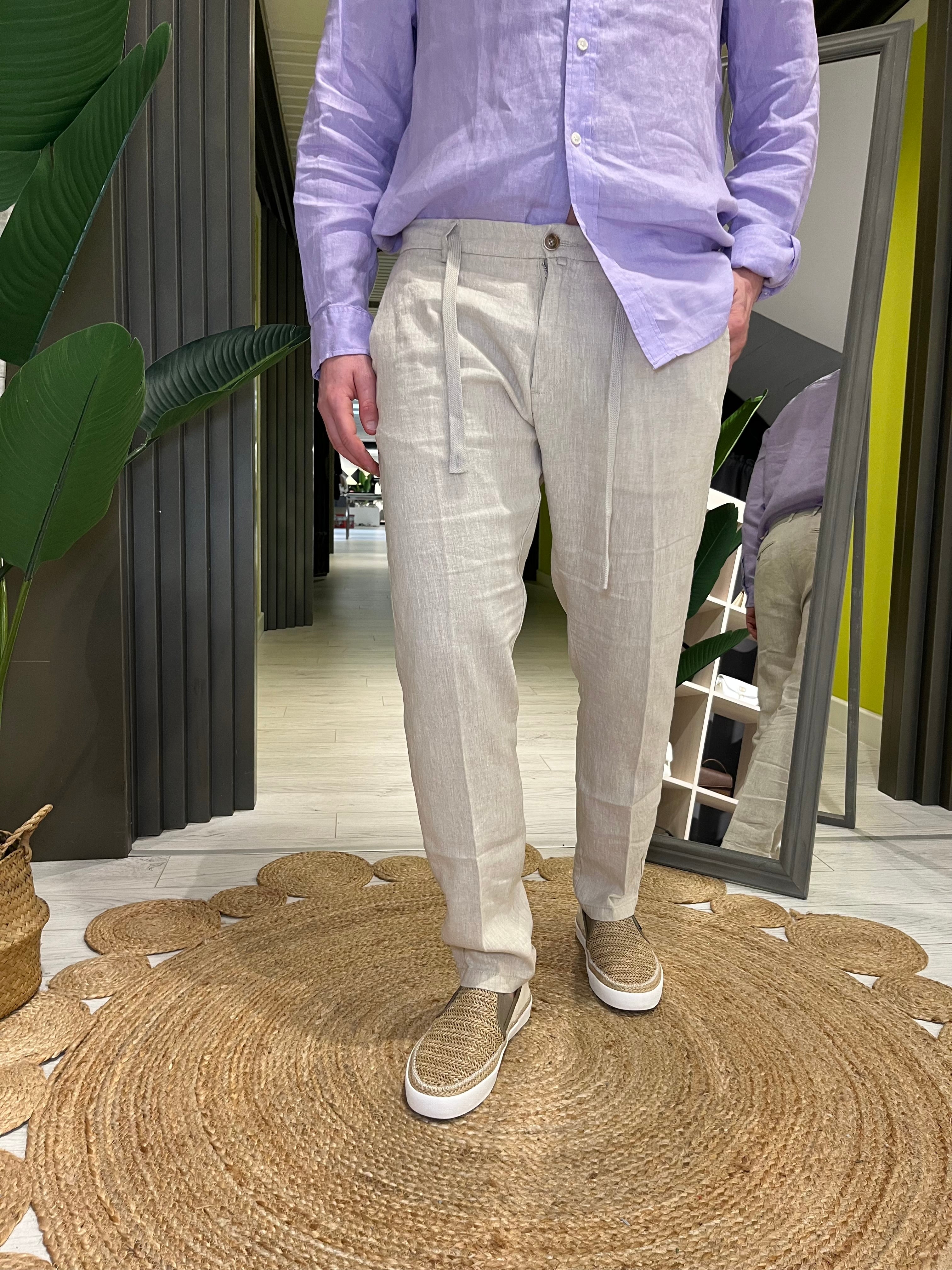 Pantalone in lino sabbia