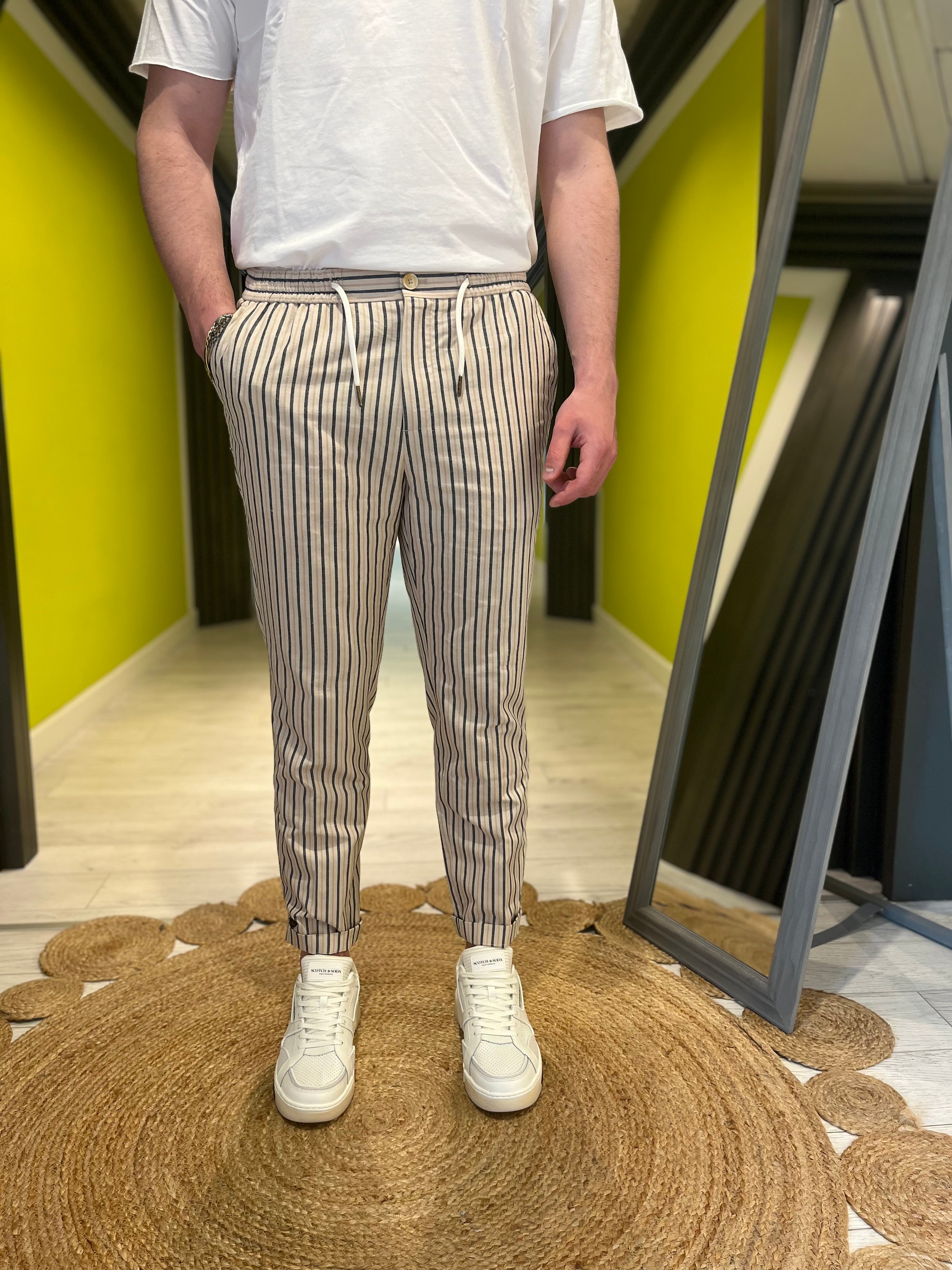 Pantalaccio rigato misto lino