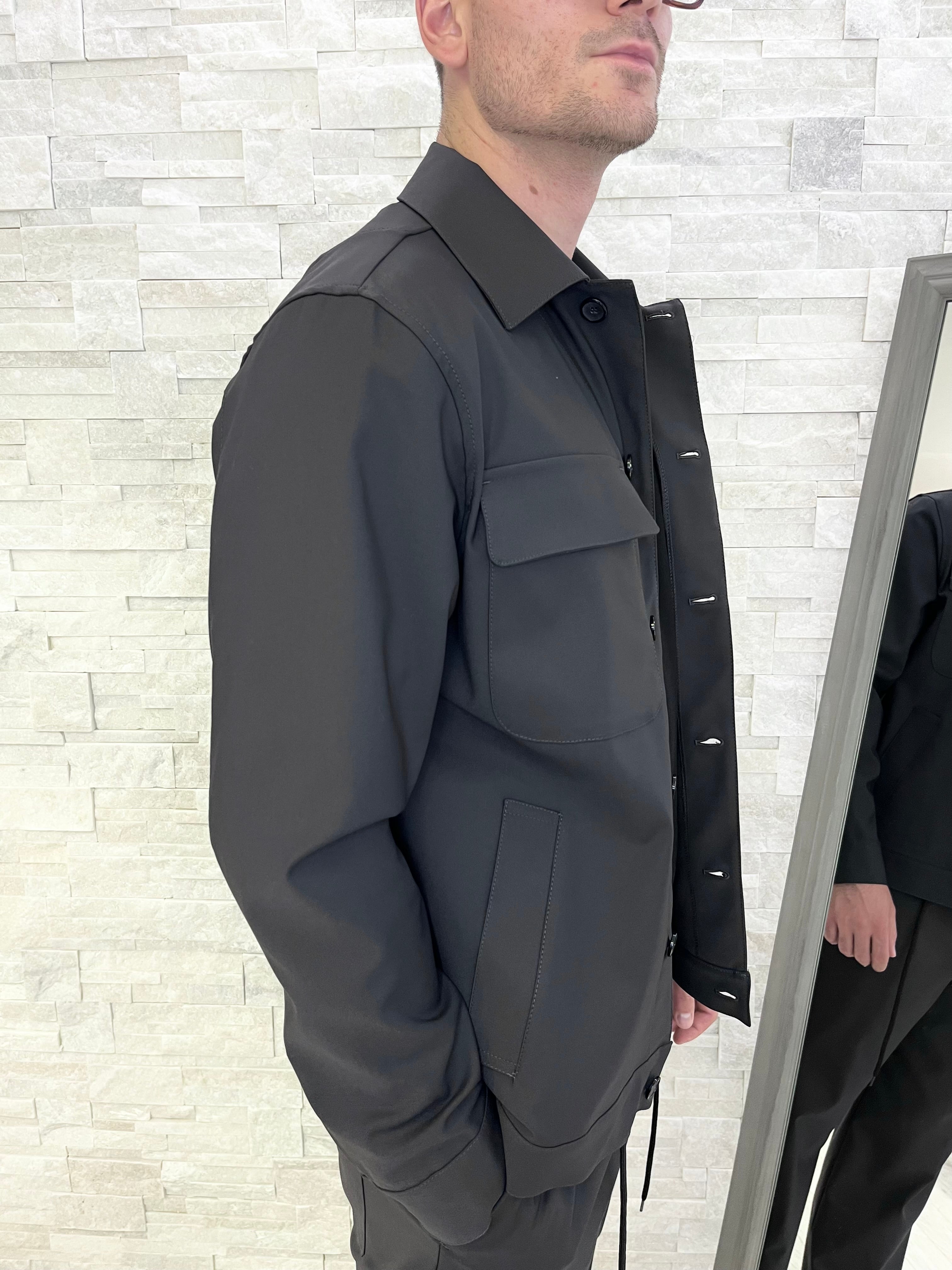 Overshirt con maxi tasche piombo
