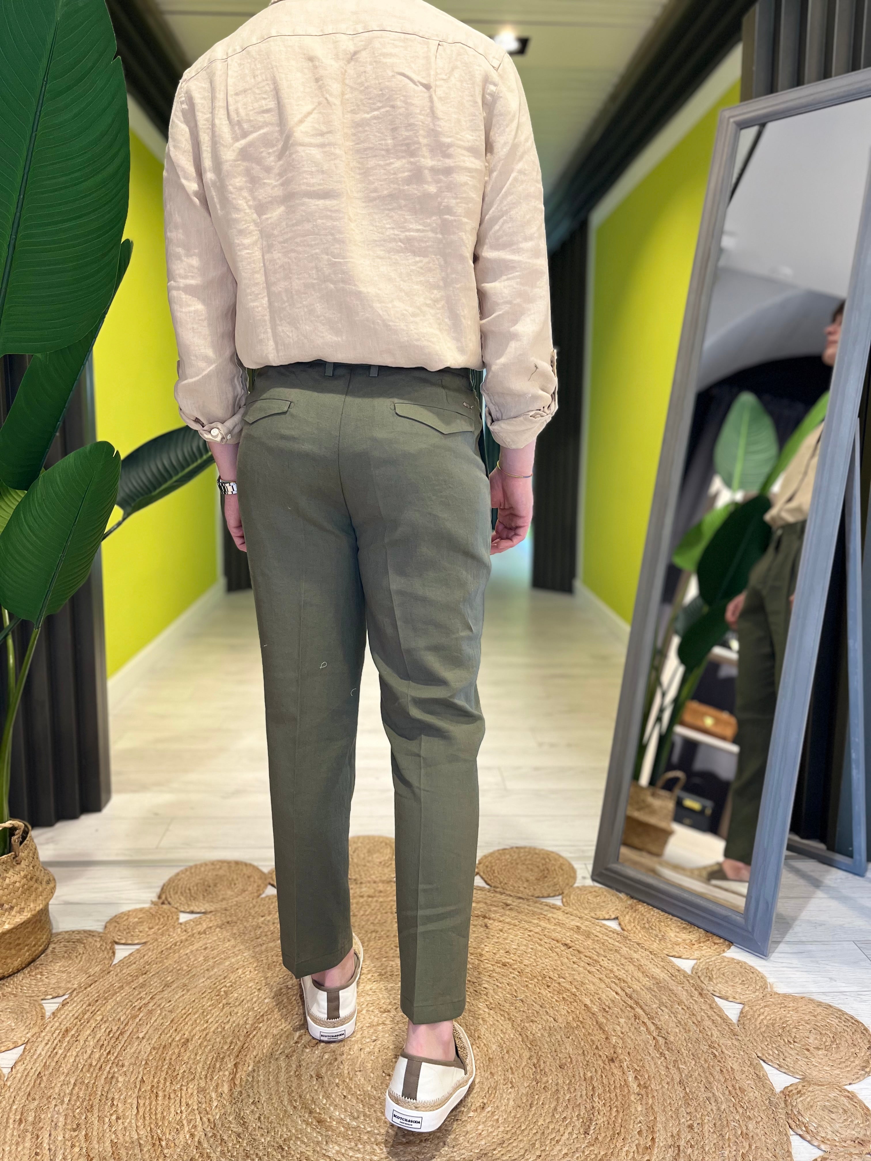 Pantalone in lino color Militare