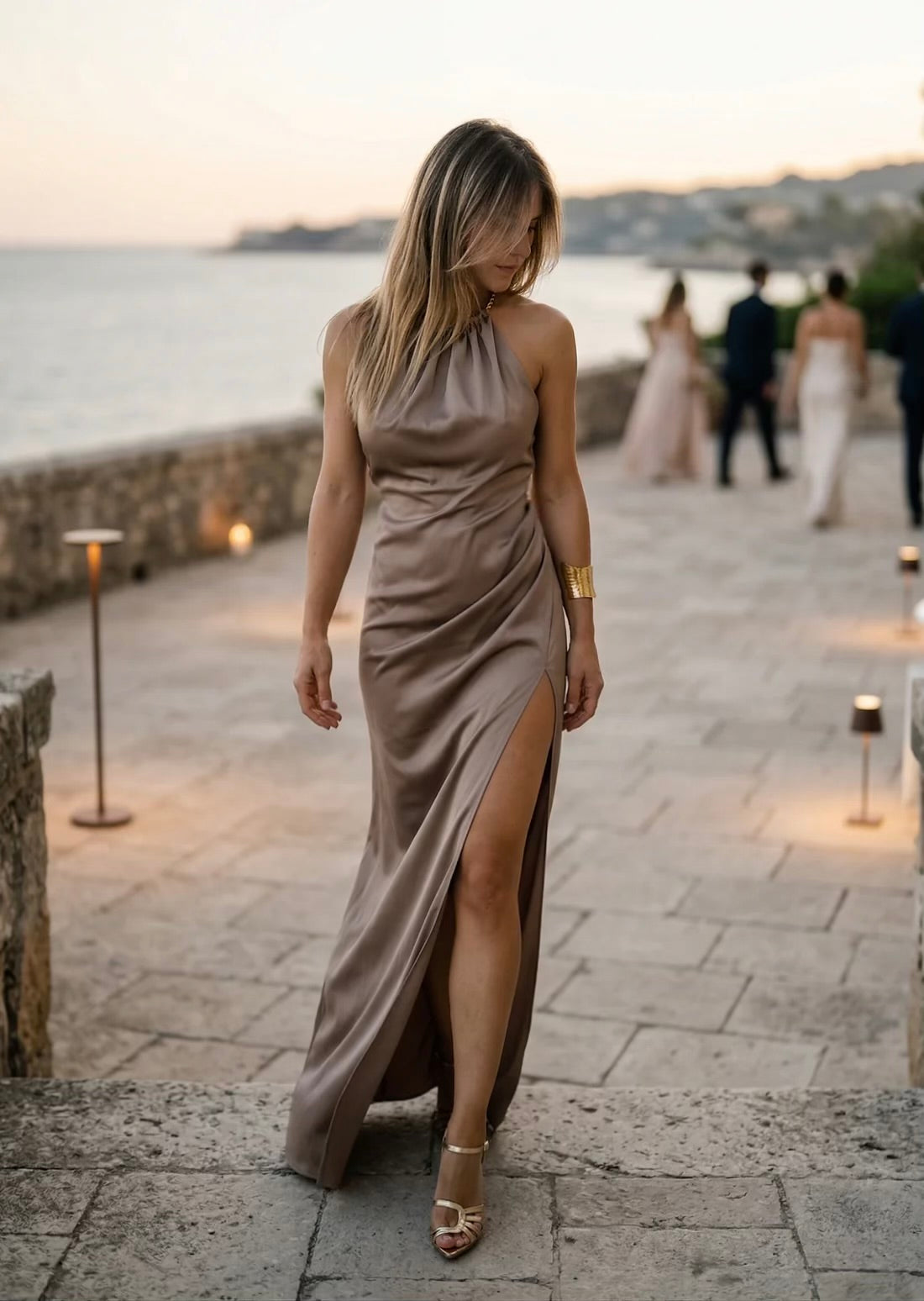 Sensual dress light coffee