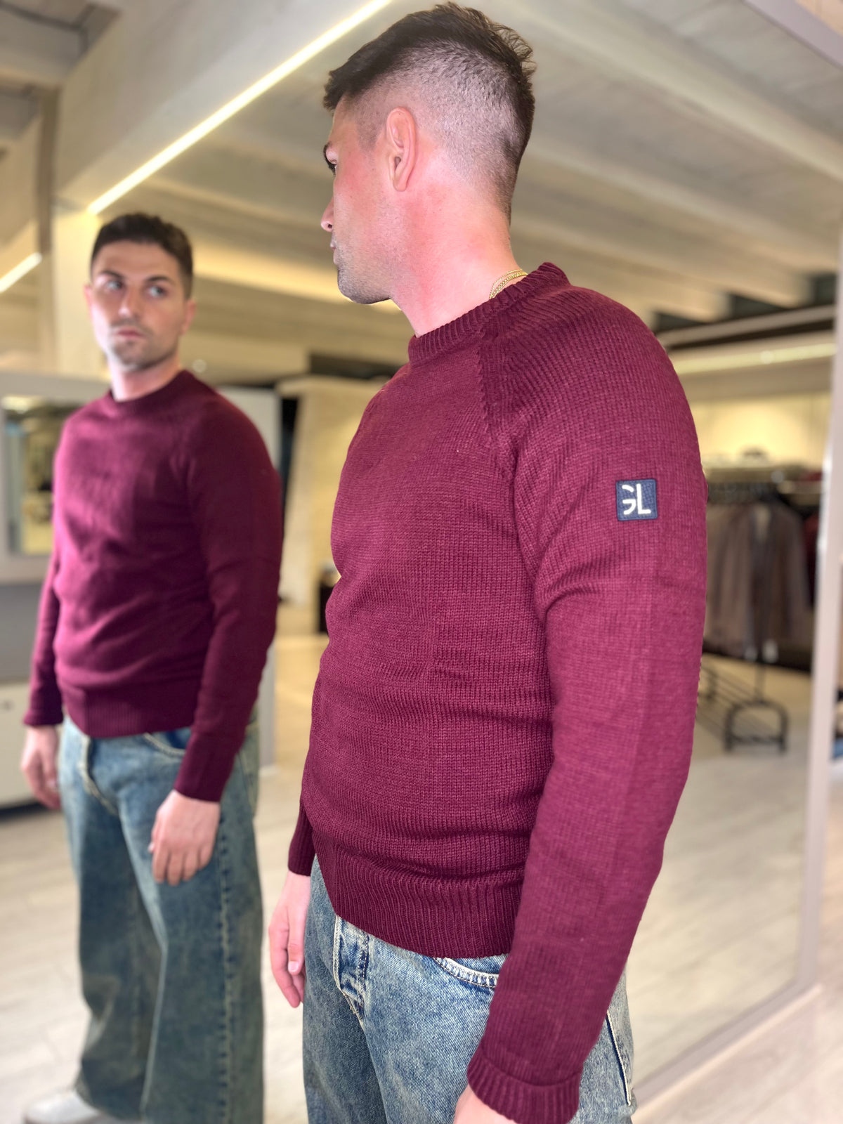 Maglia girocollo bordeaux