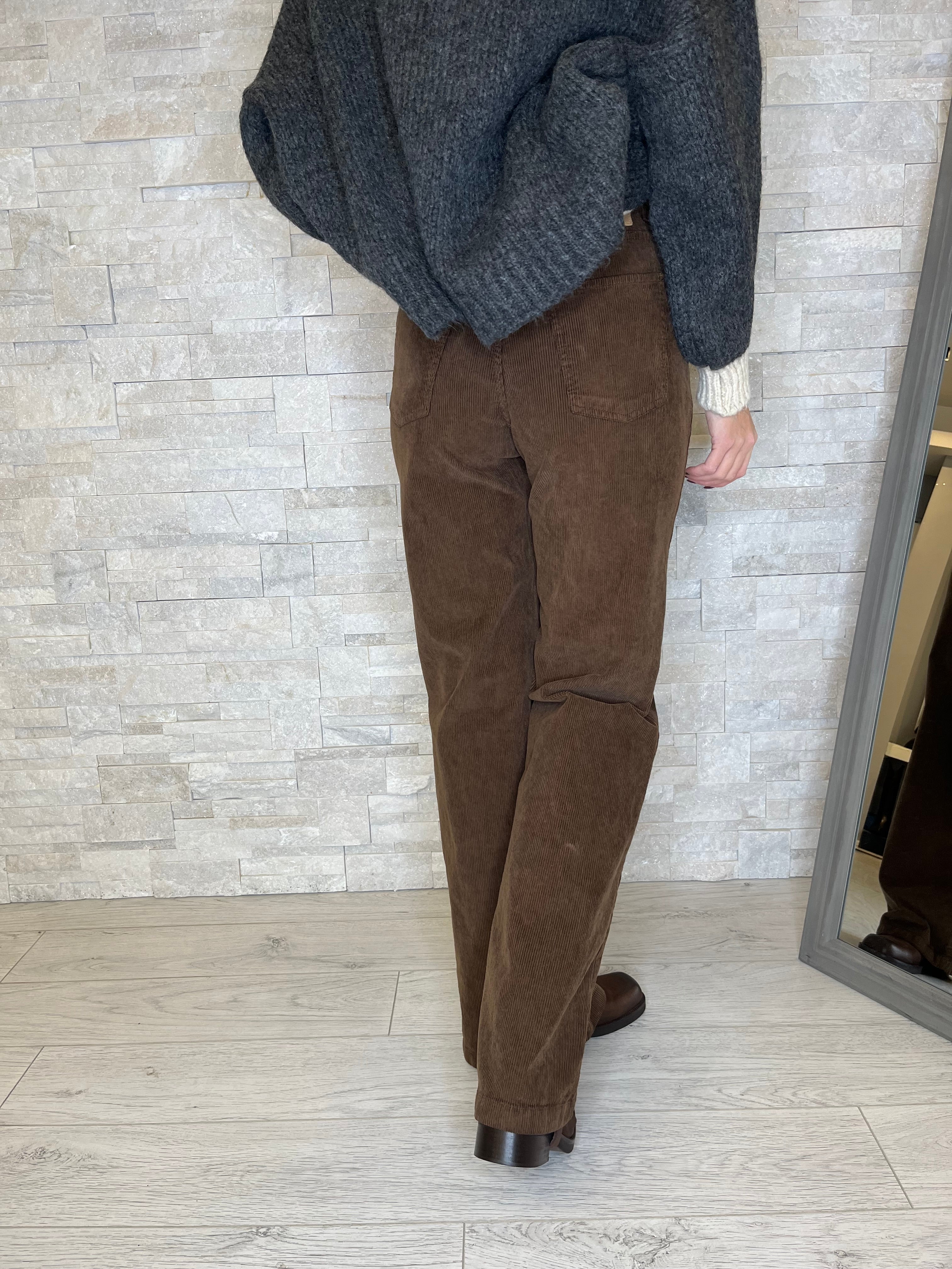 Pantalone london in velluto cioccolato