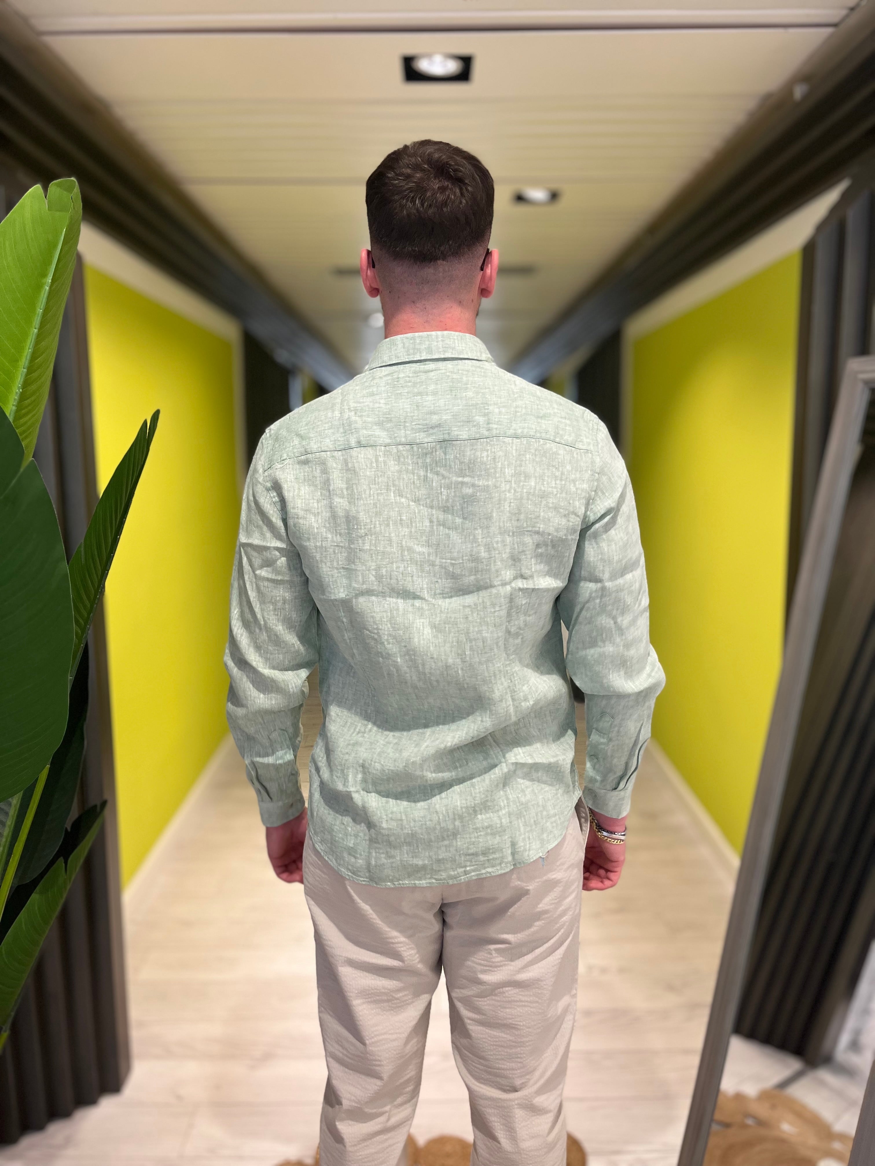 Camicia in lino green