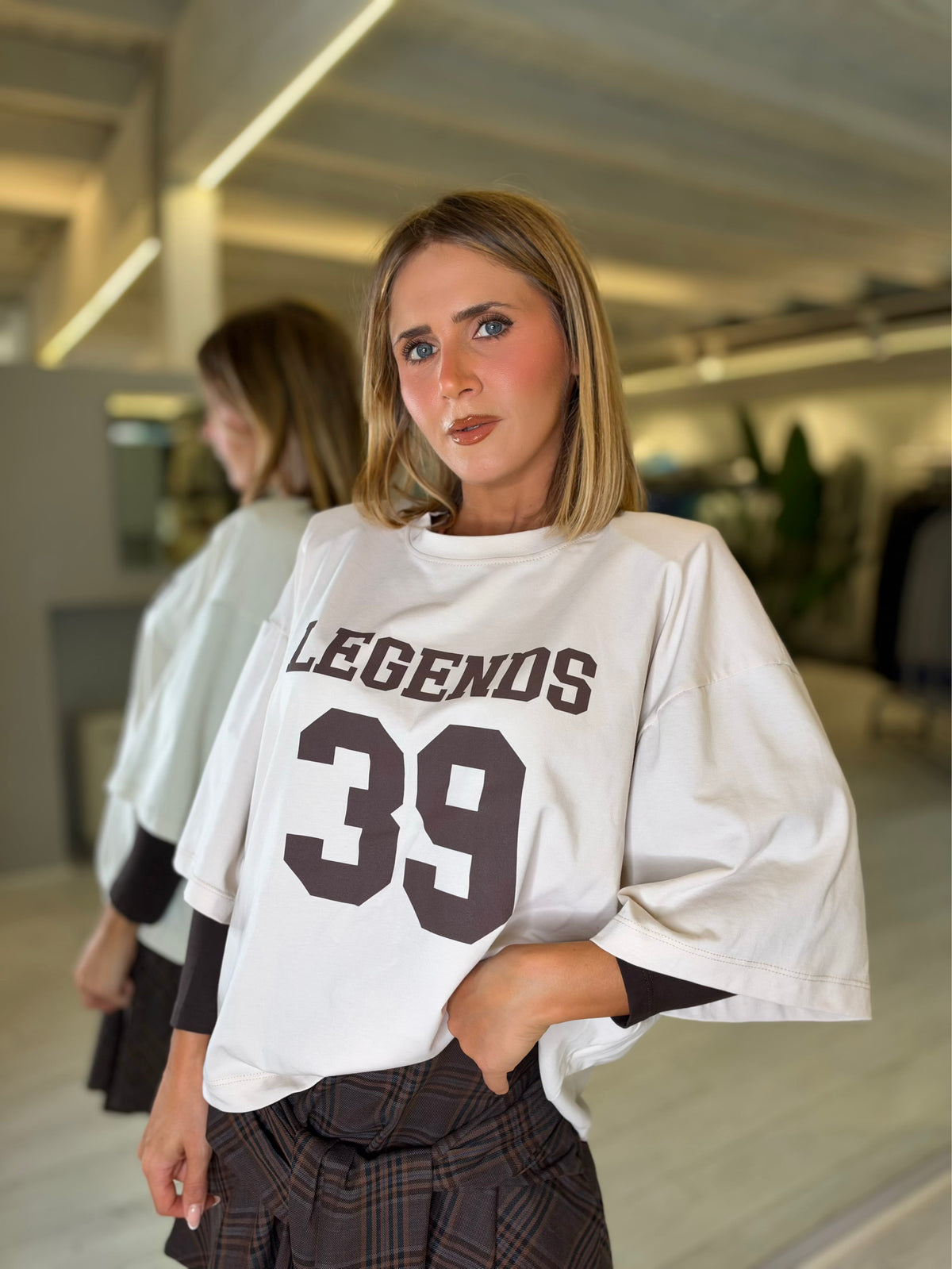 Maglia bicolore con stampa