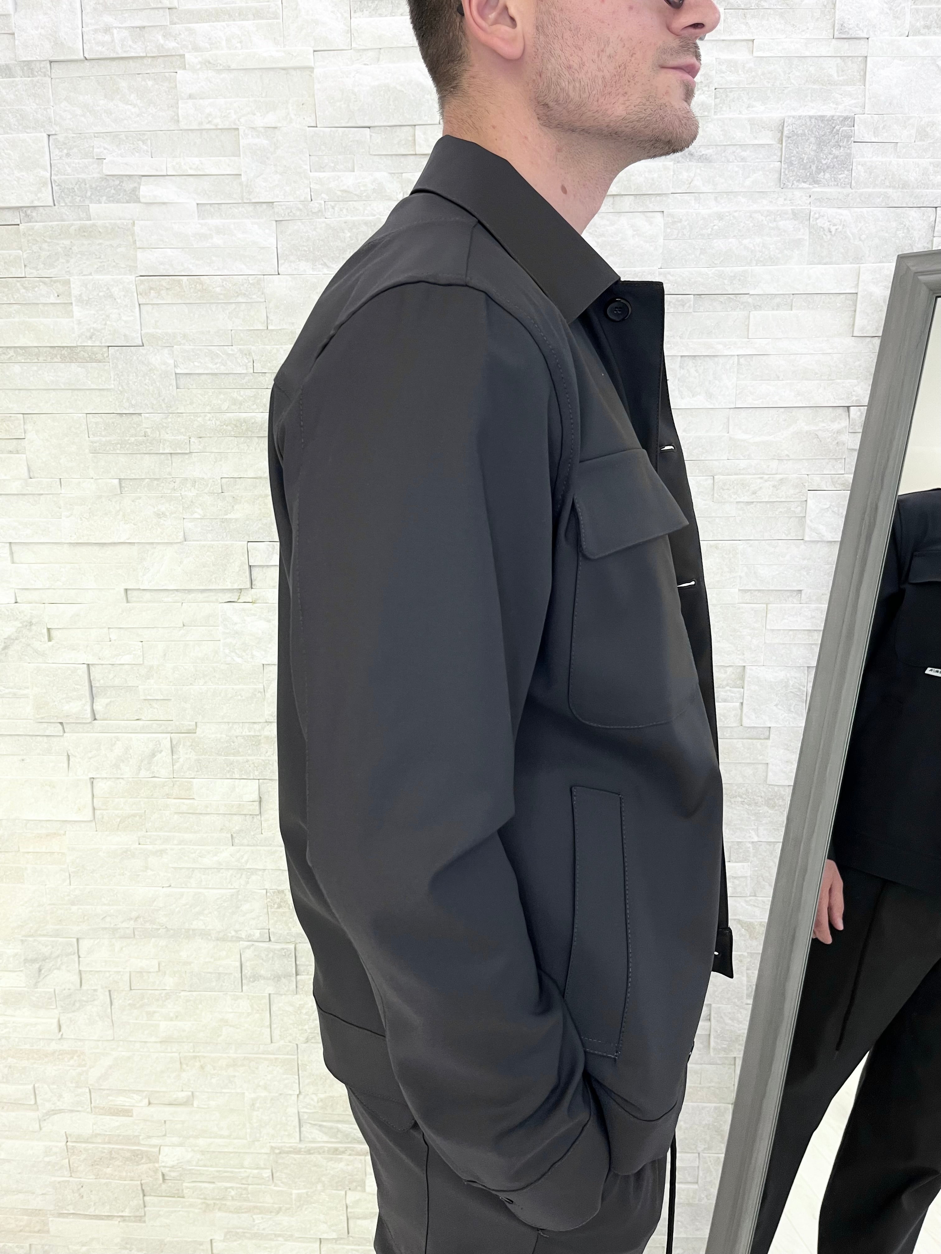 Overshirt con maxi tasche piombo