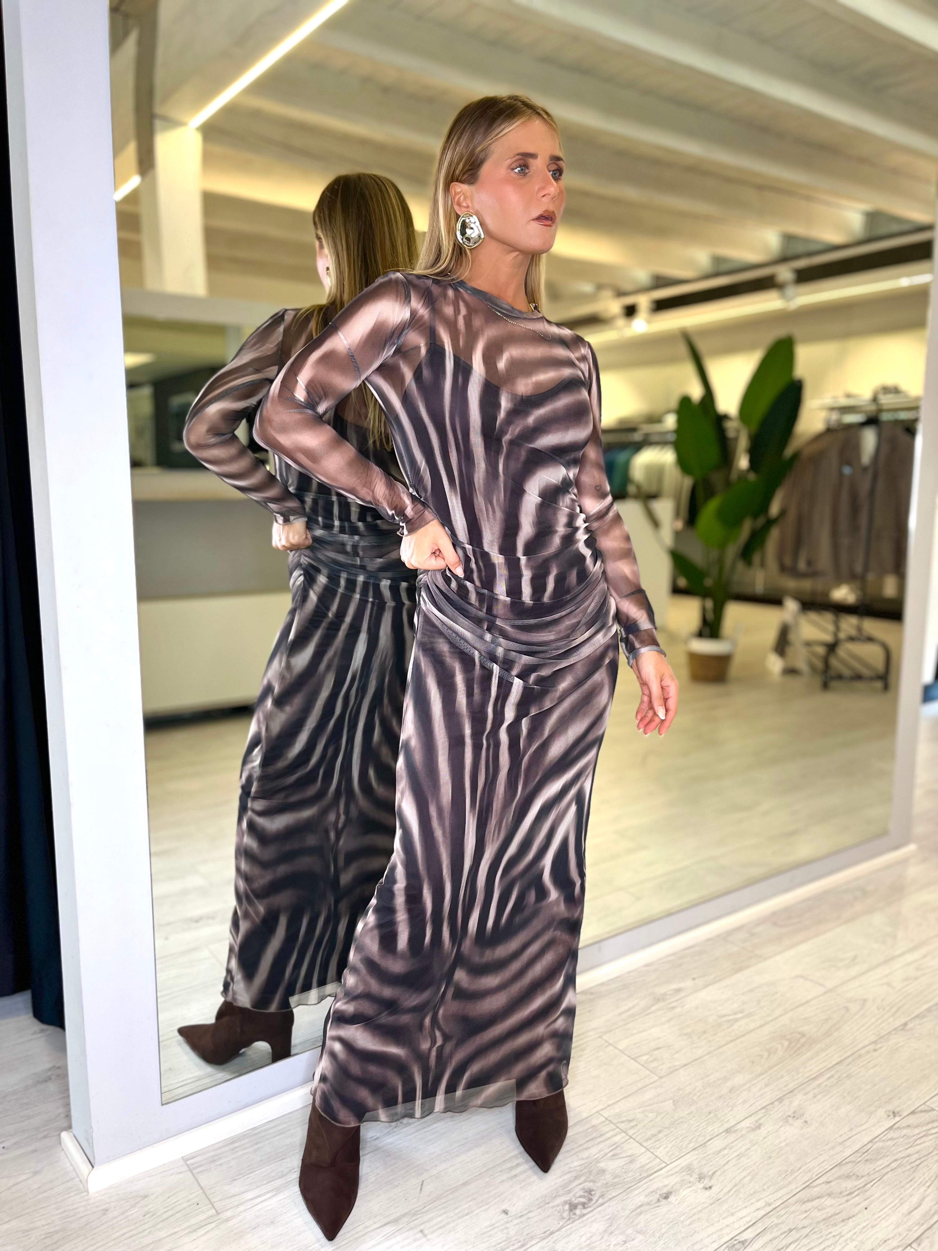 Abito lungo fantasia animalier