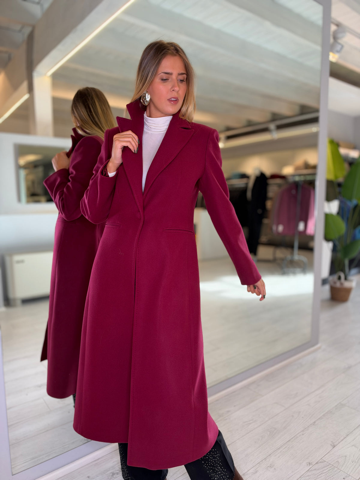 Cappotto monopetto bordeuax