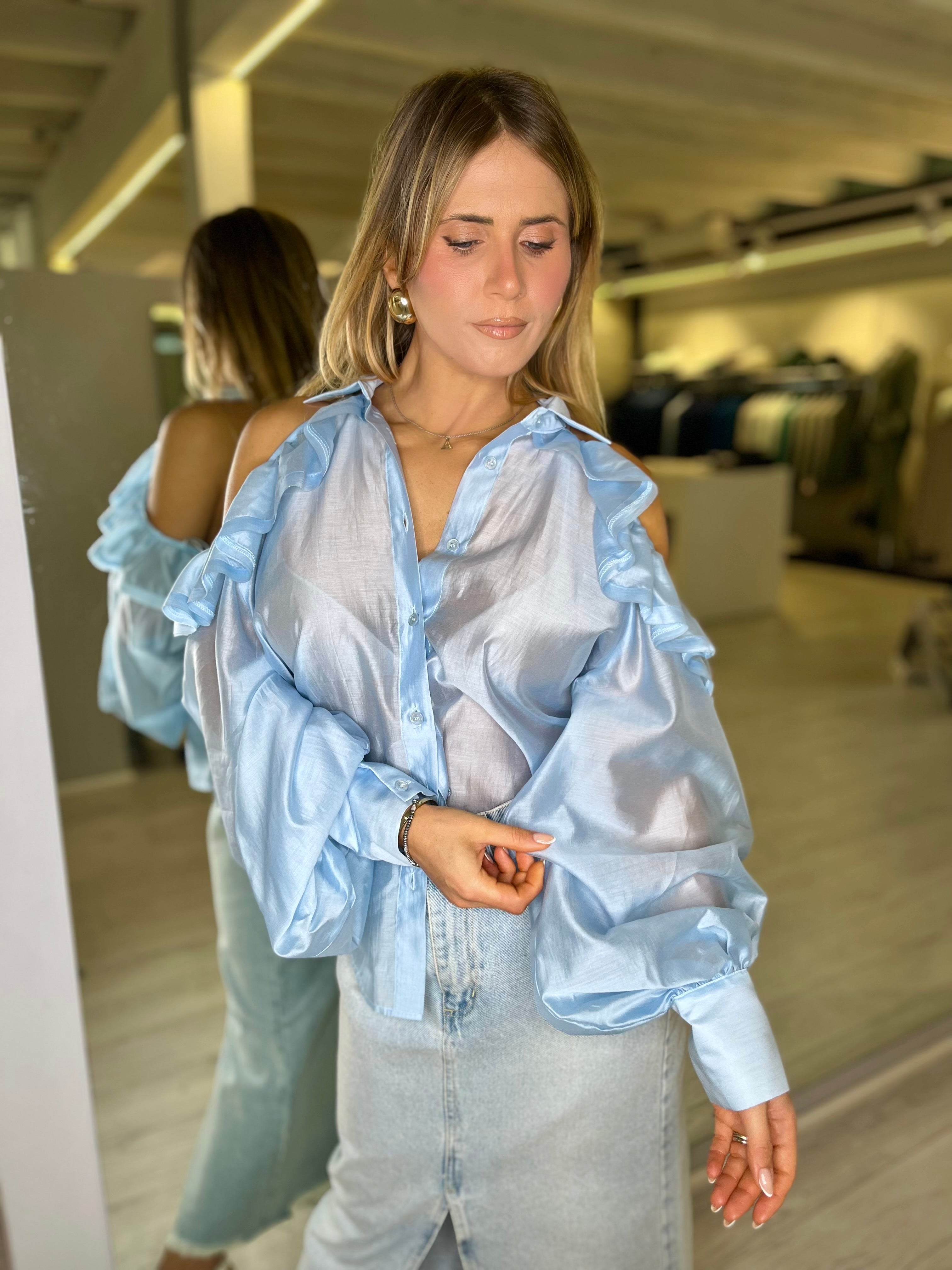 Camicia cut-out azzurra