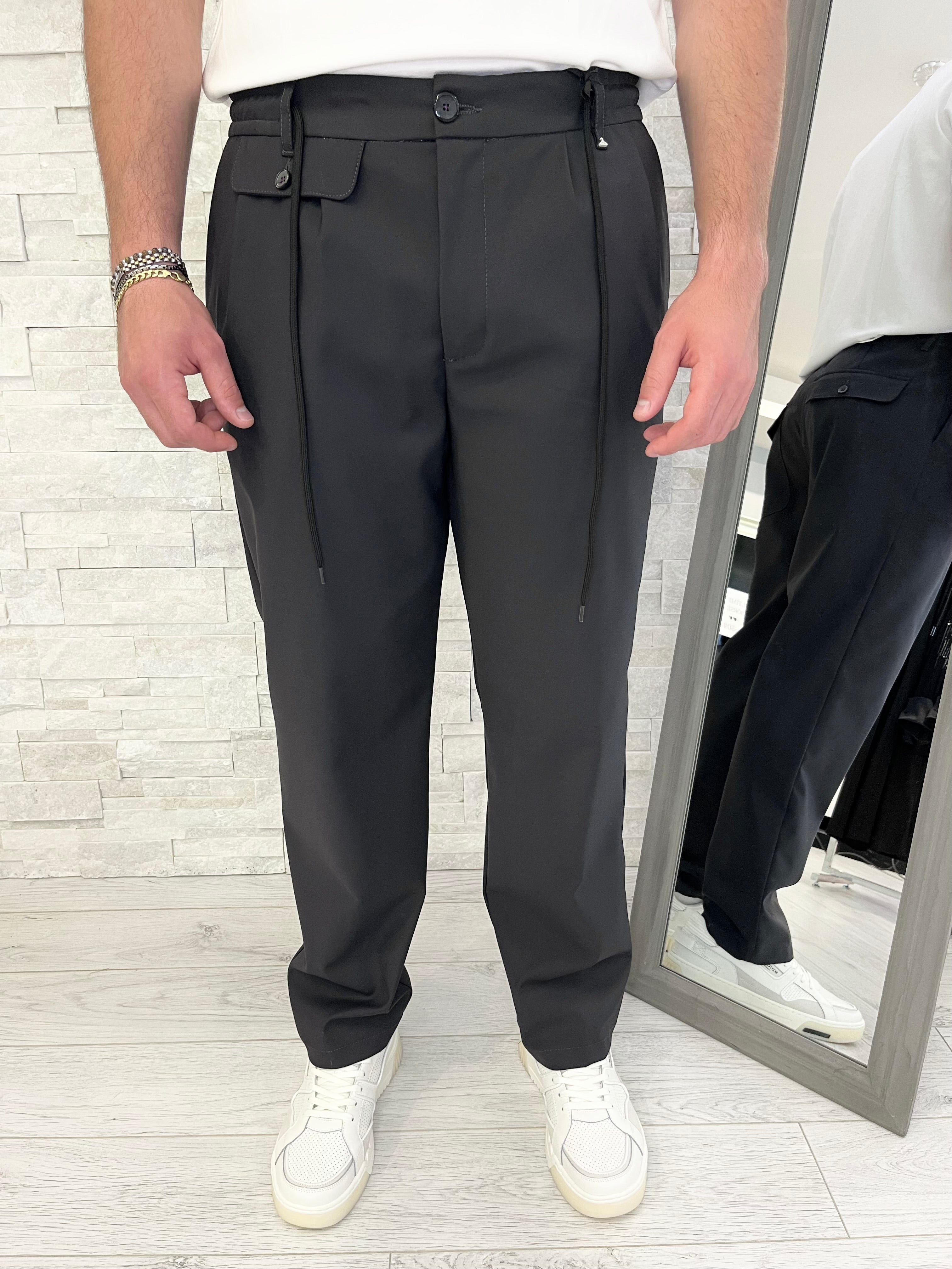 Pantalaccio con pinces palazzo fit piombo