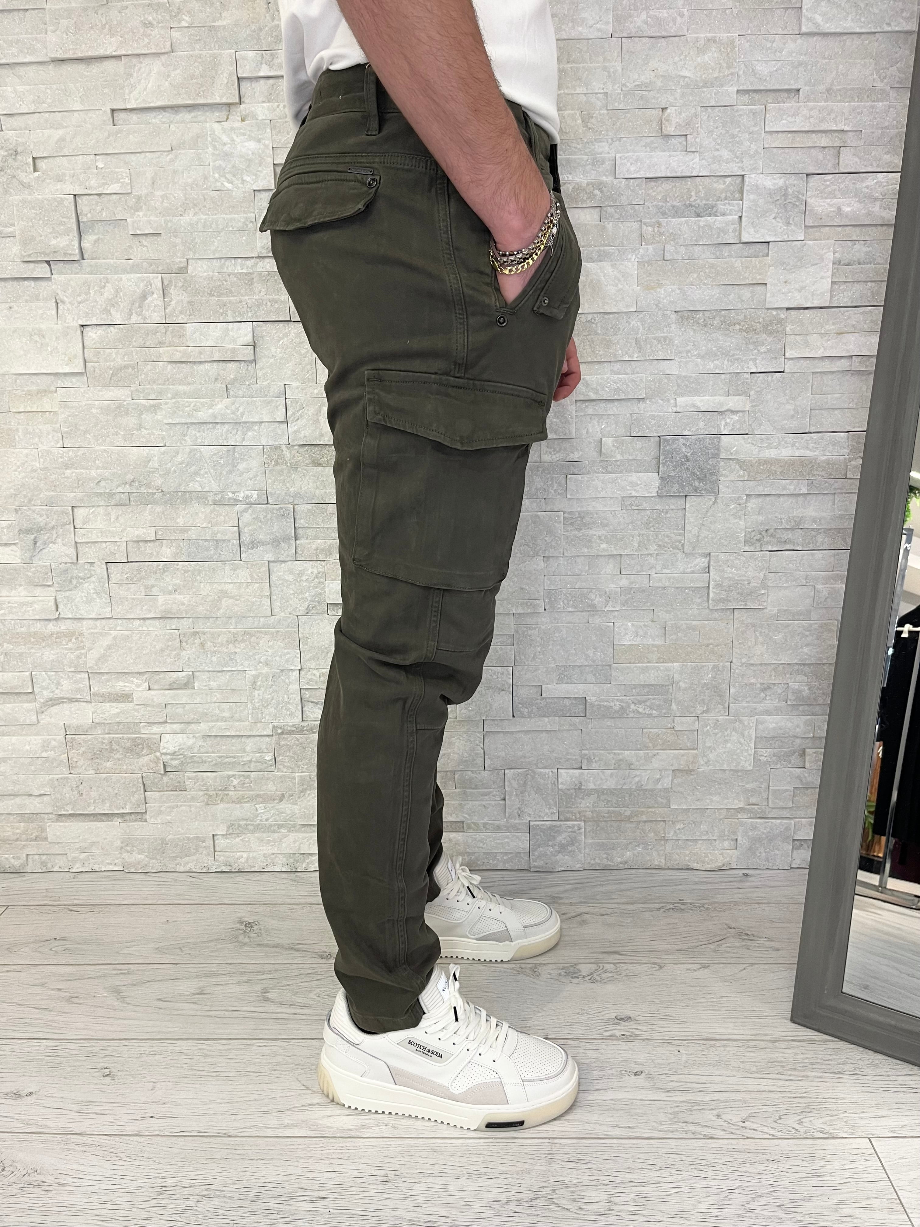 Pantaloni cargo in cotone military