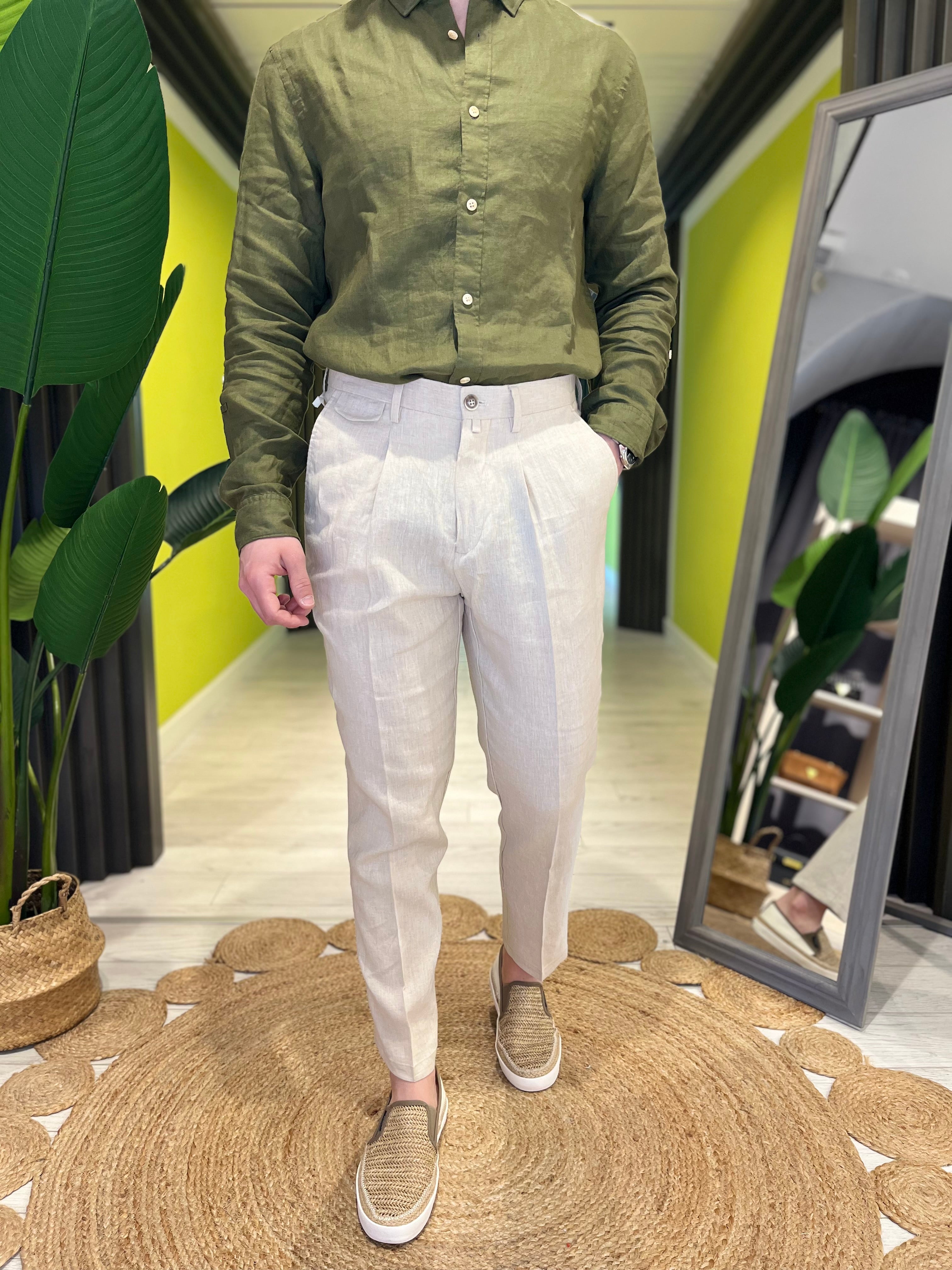 Pantalone in lino color Sand