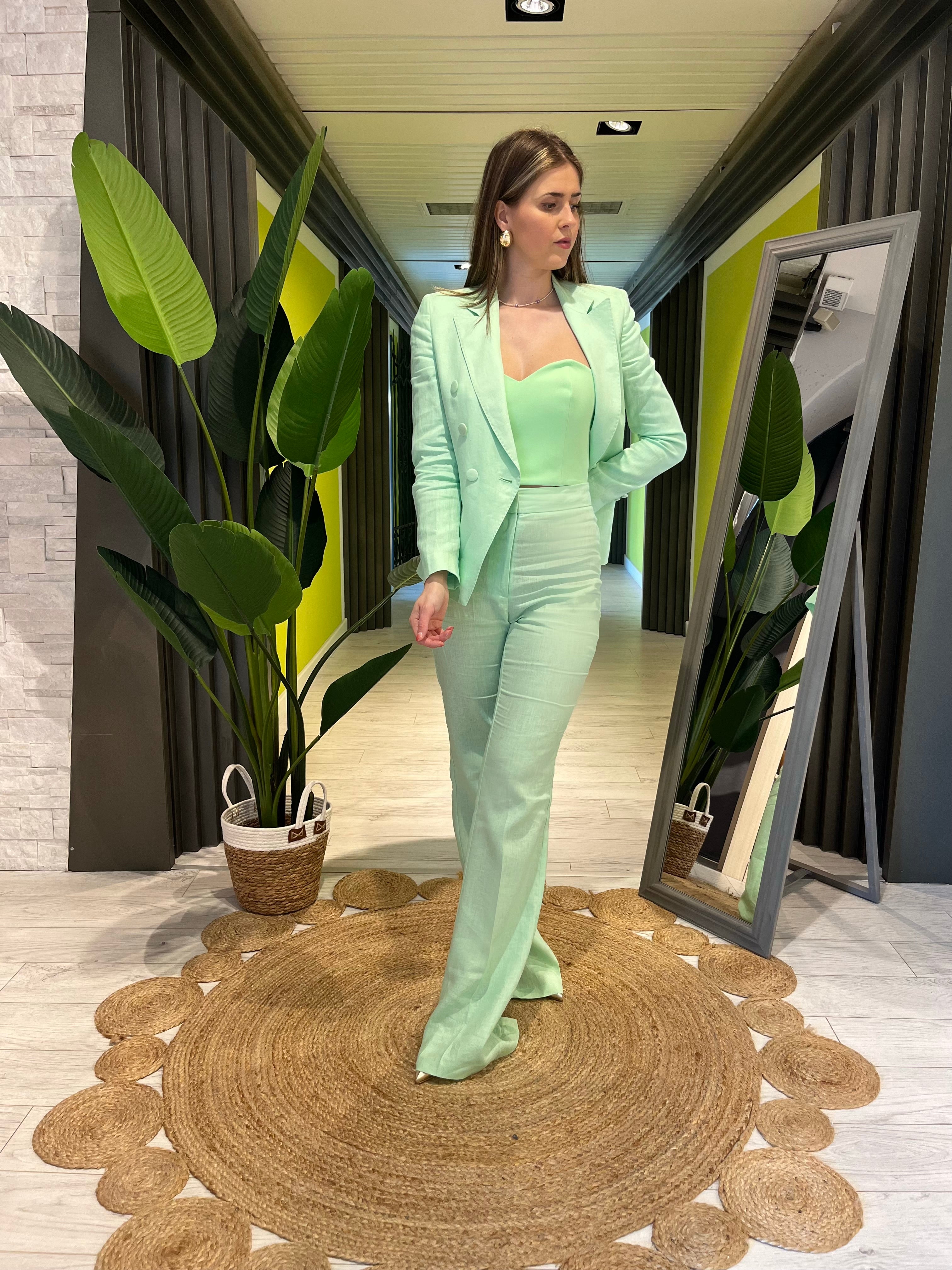 Tailleur in lino menta