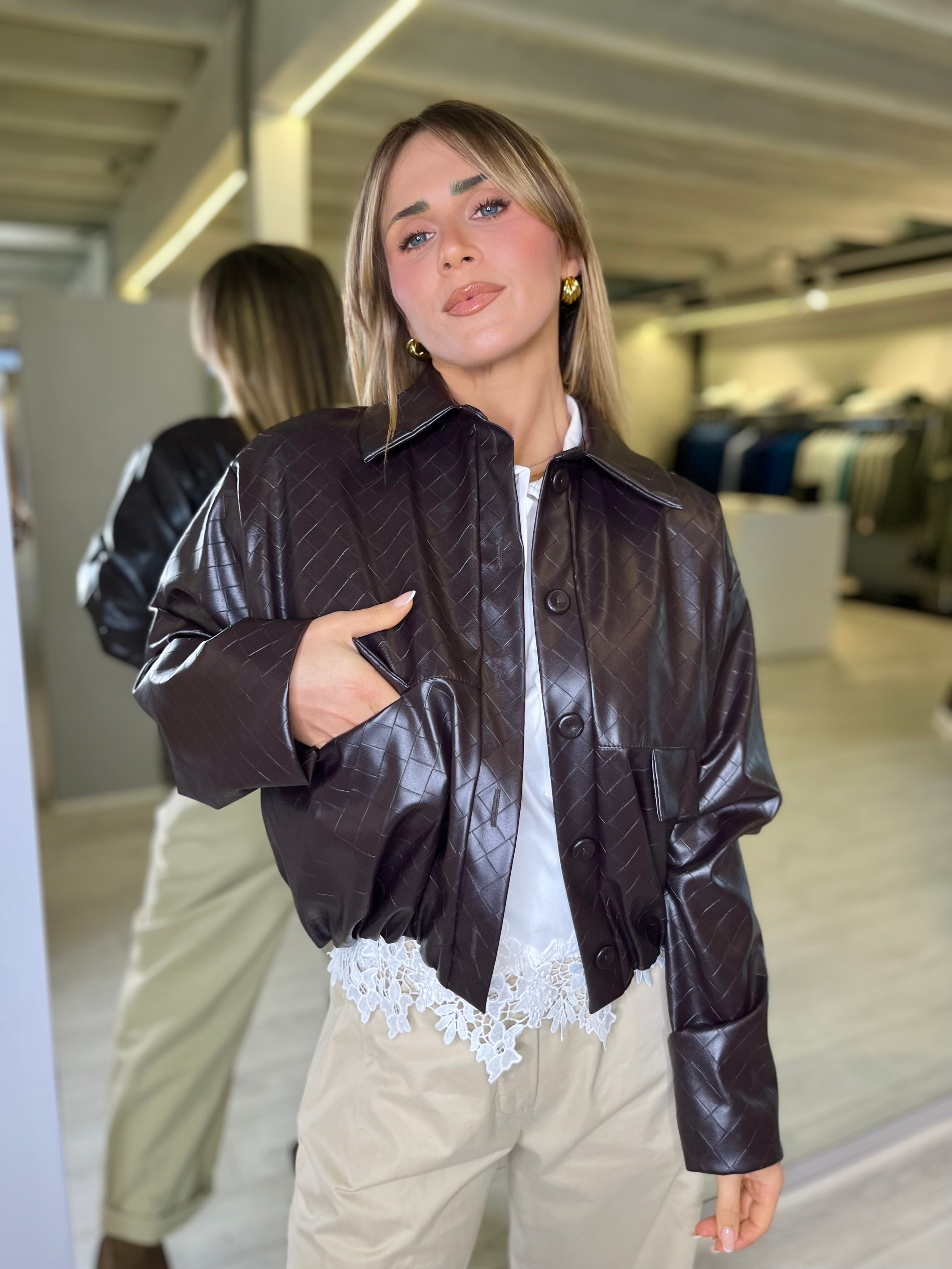 Bomber ecopelle moro