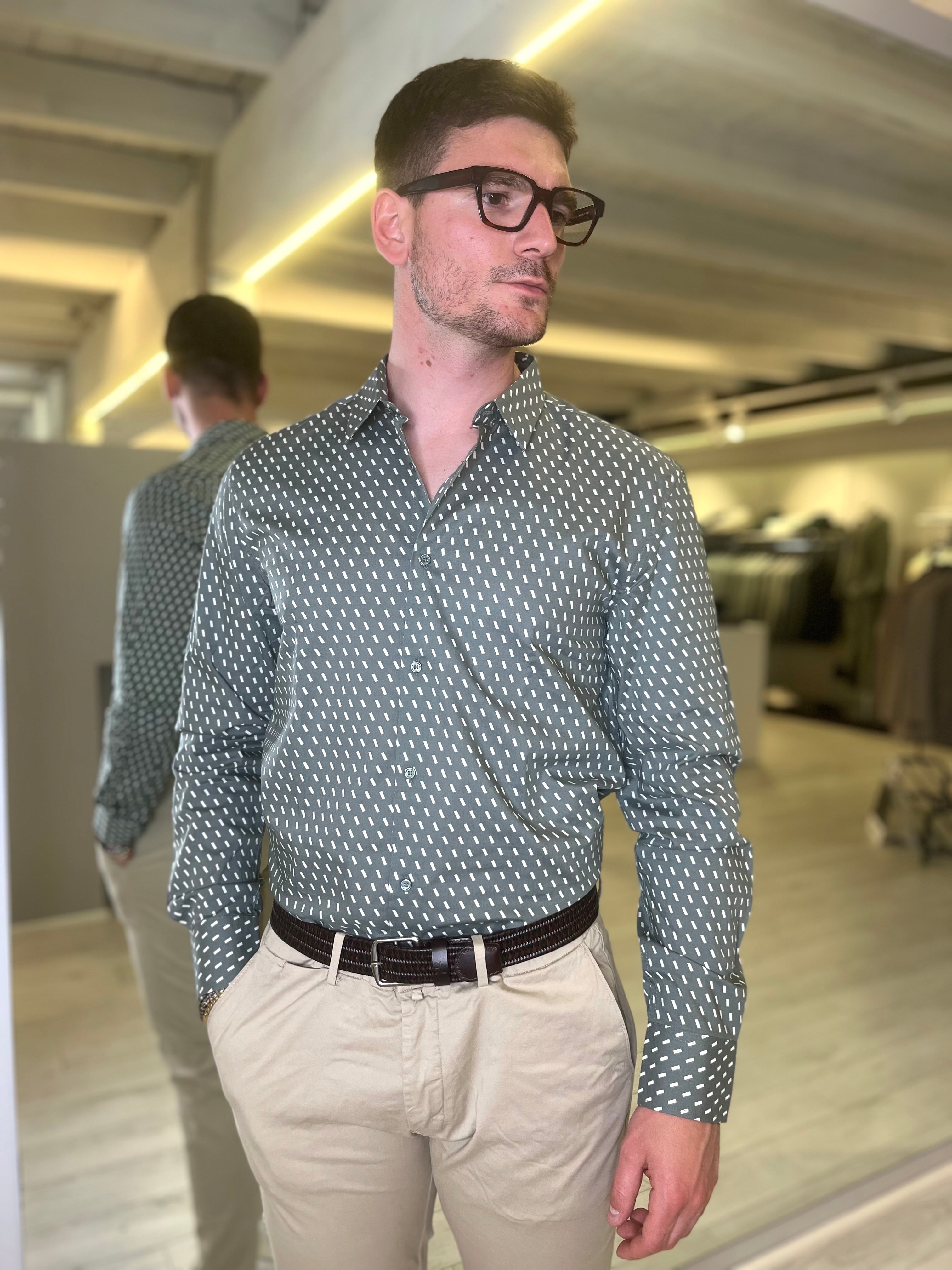 Camicia stampata verde agave