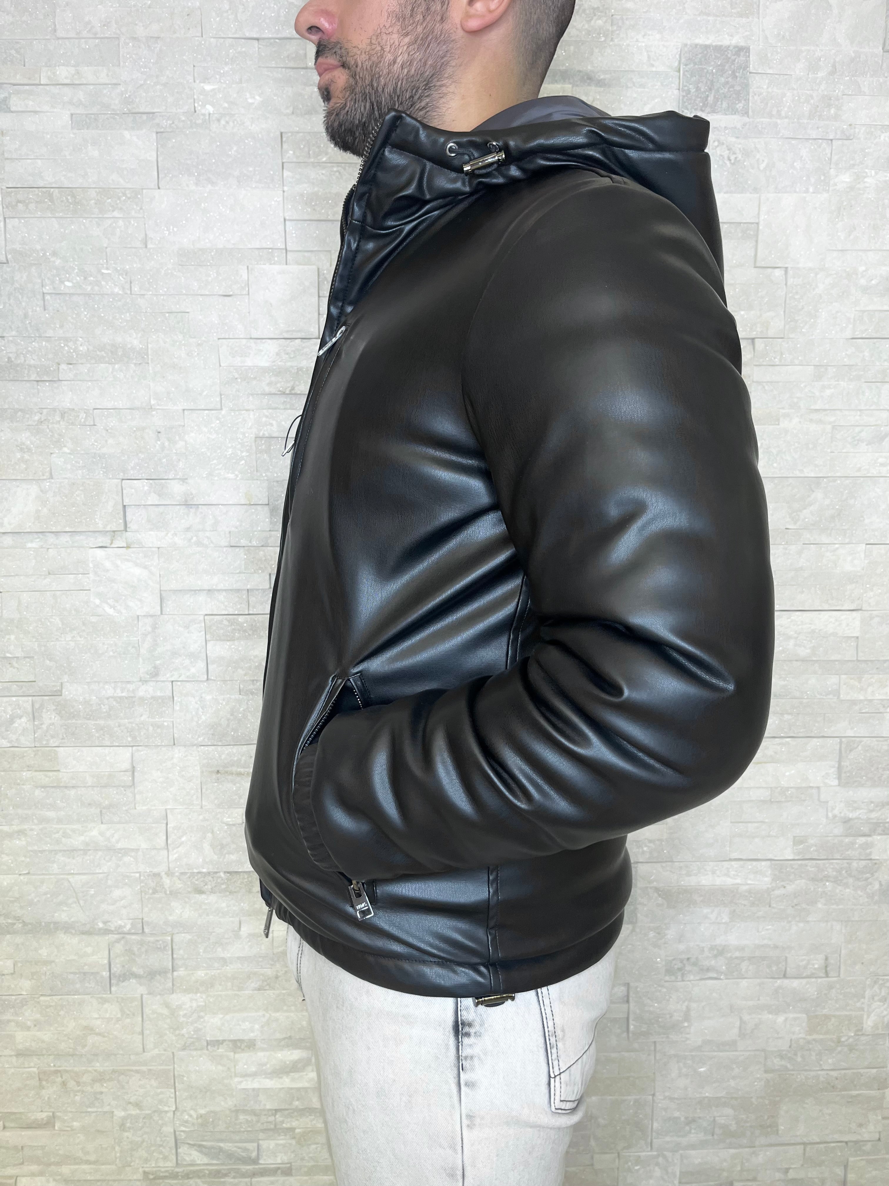 Giubbotto ecopelle reversbile nero