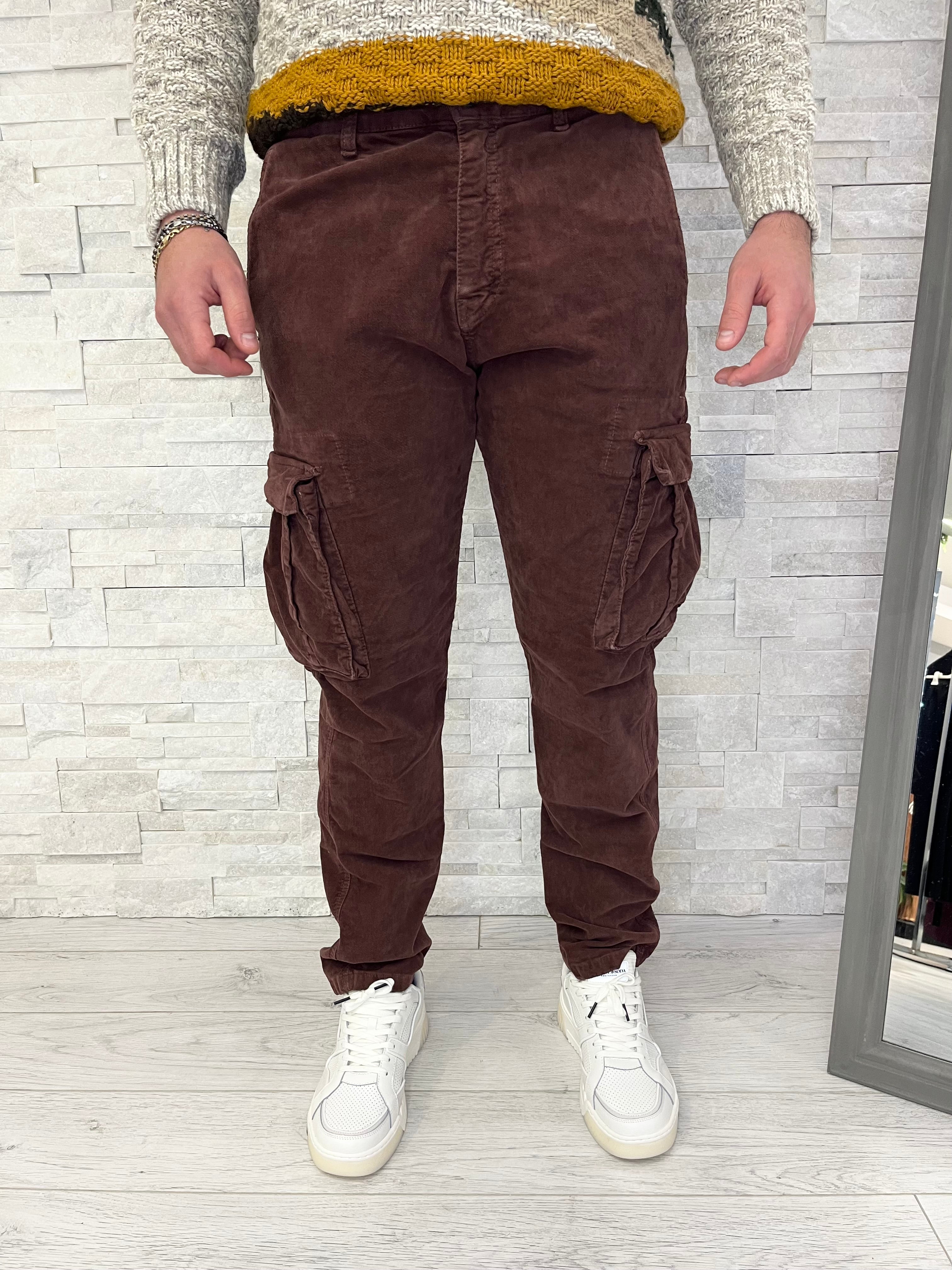 Pantaloni cargo in velluto