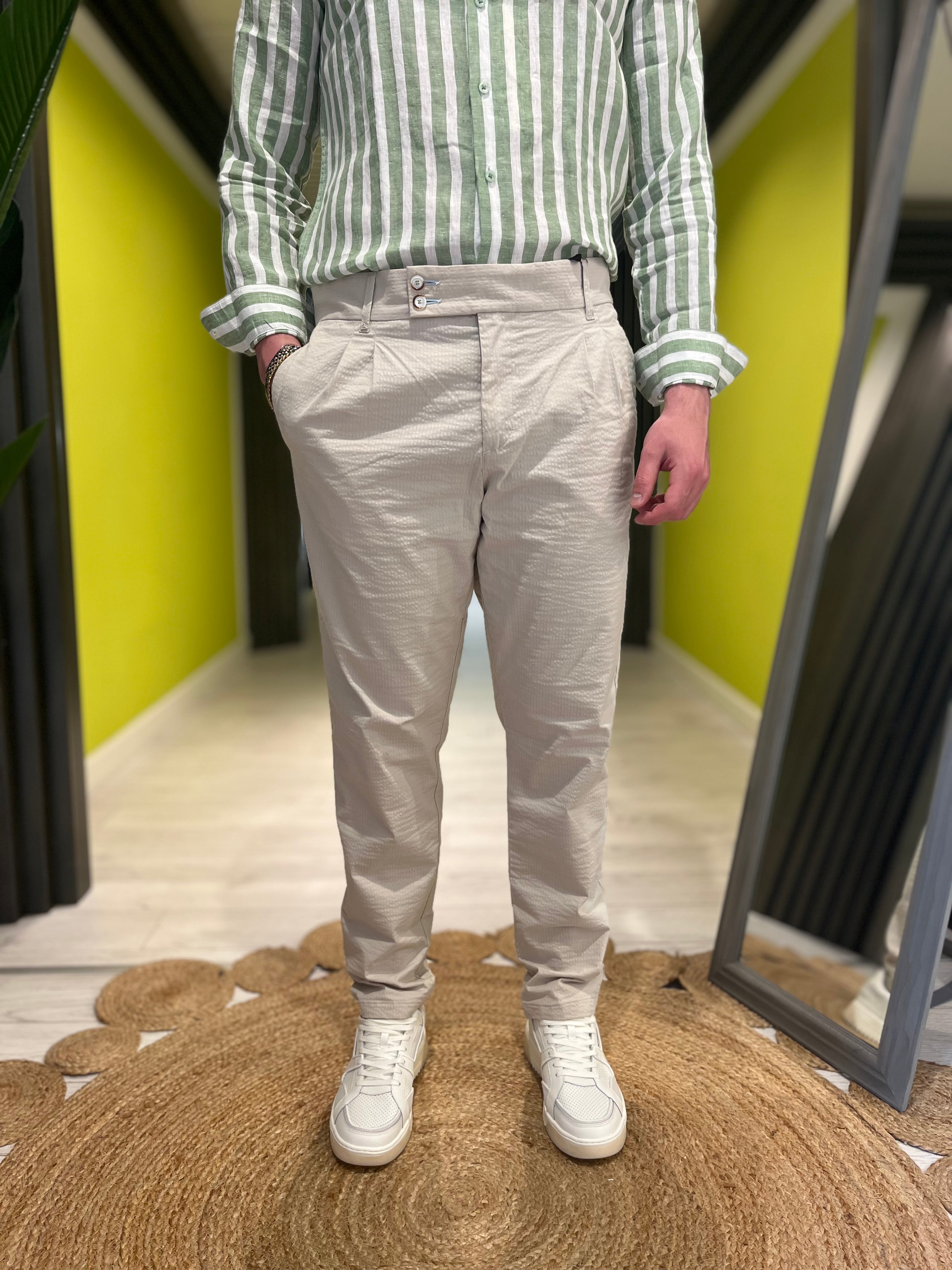 Pantalone goffrato sabbia