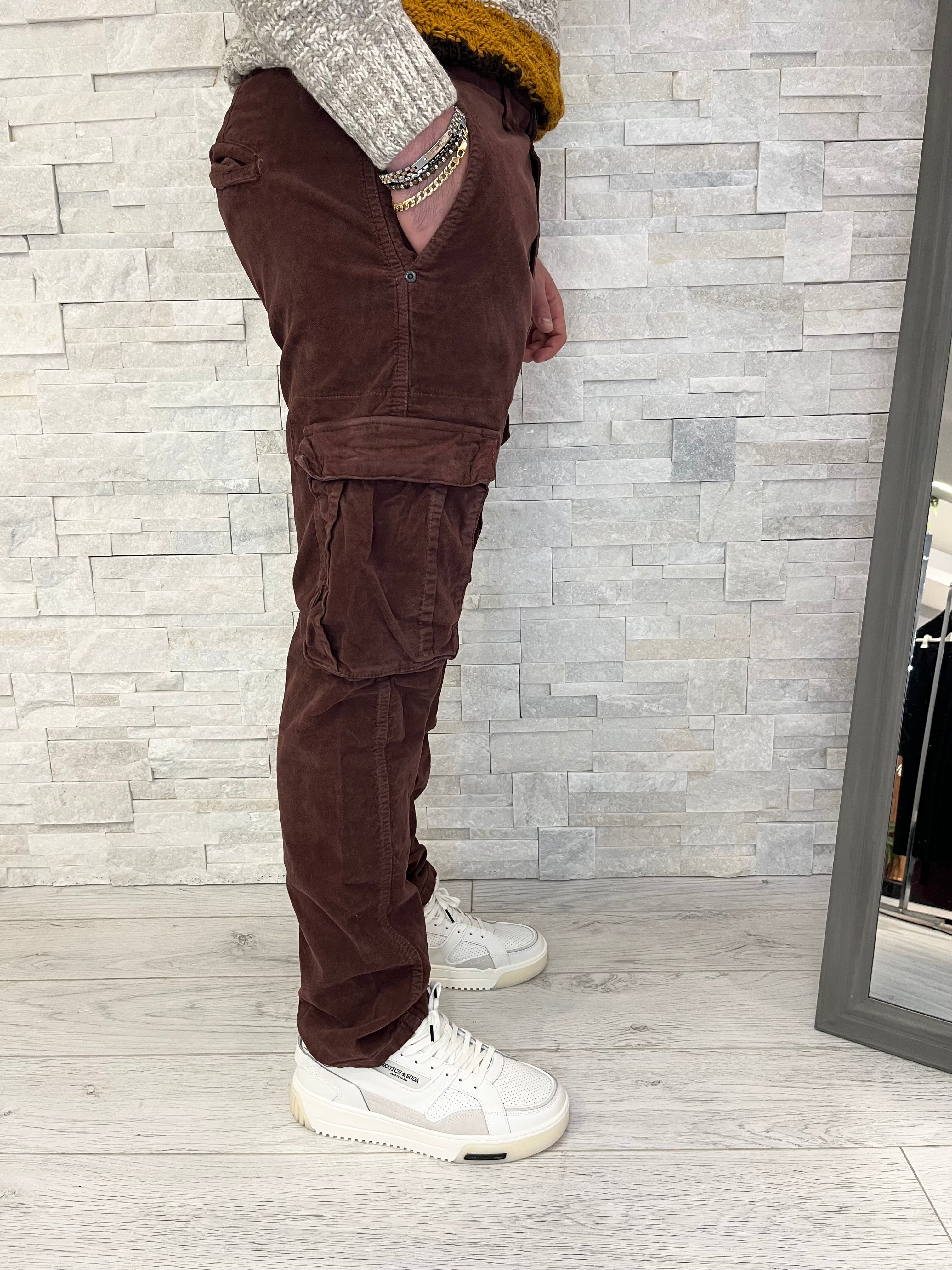 Pantaloni cargo in velluto