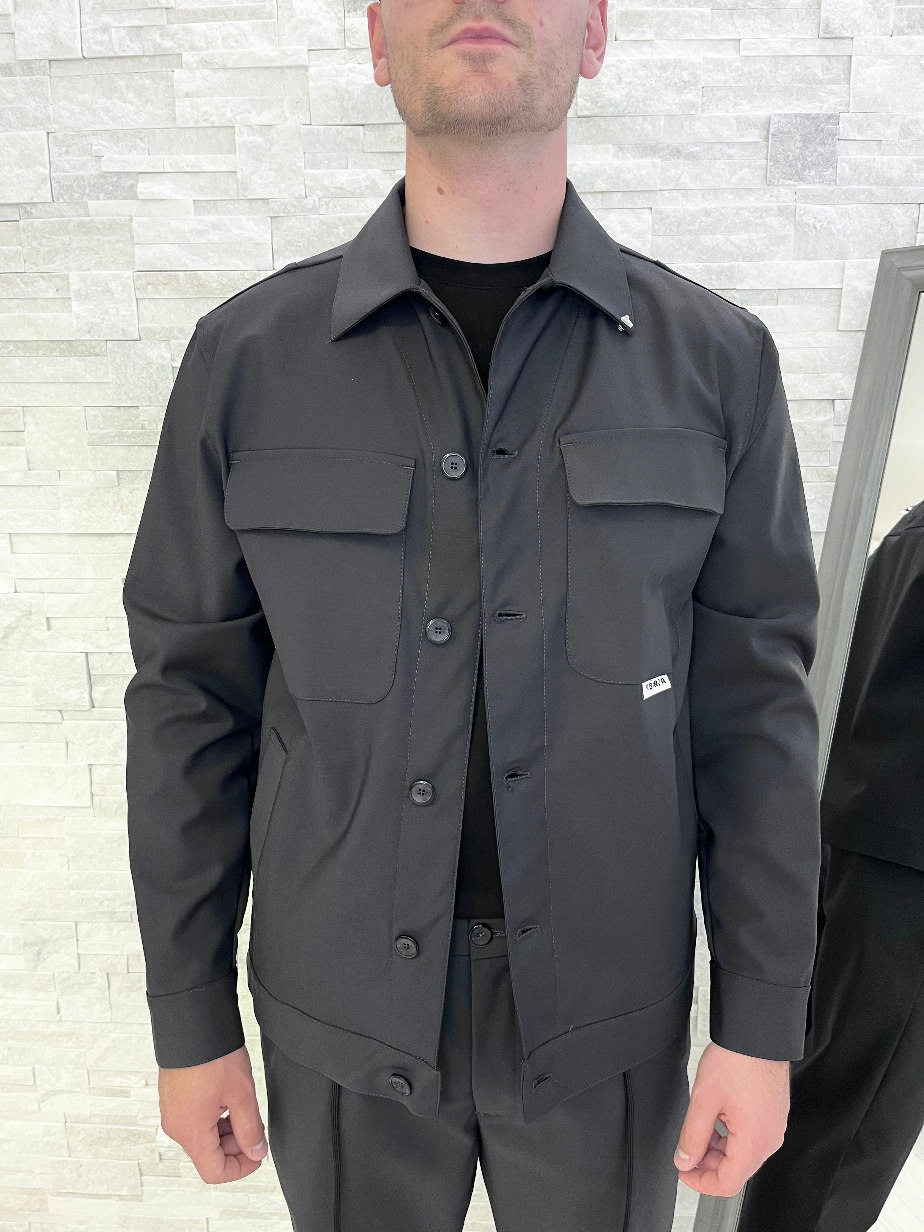 Overshirt con maxi tasche piombo