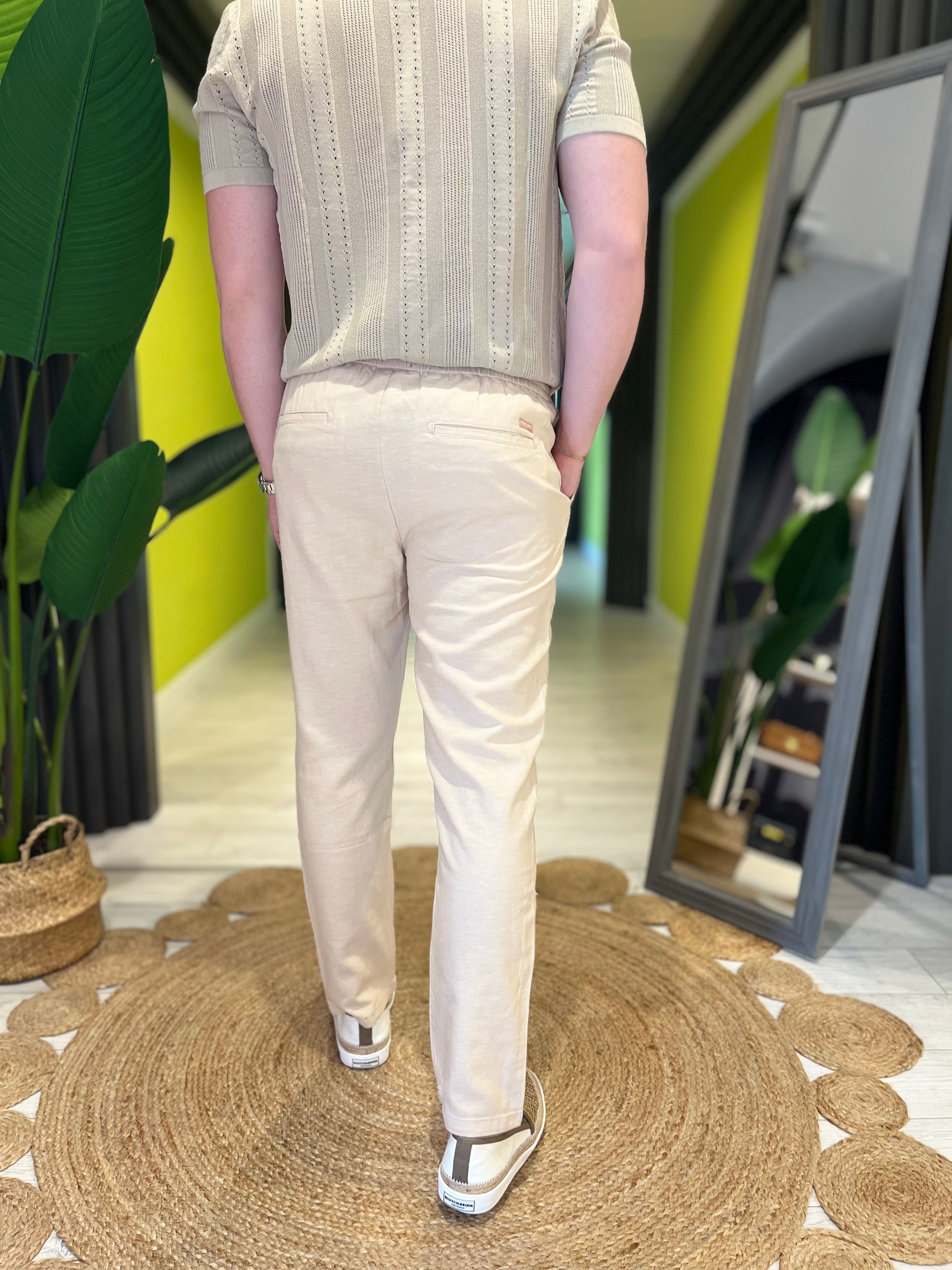 Pantaloni in cotone beige