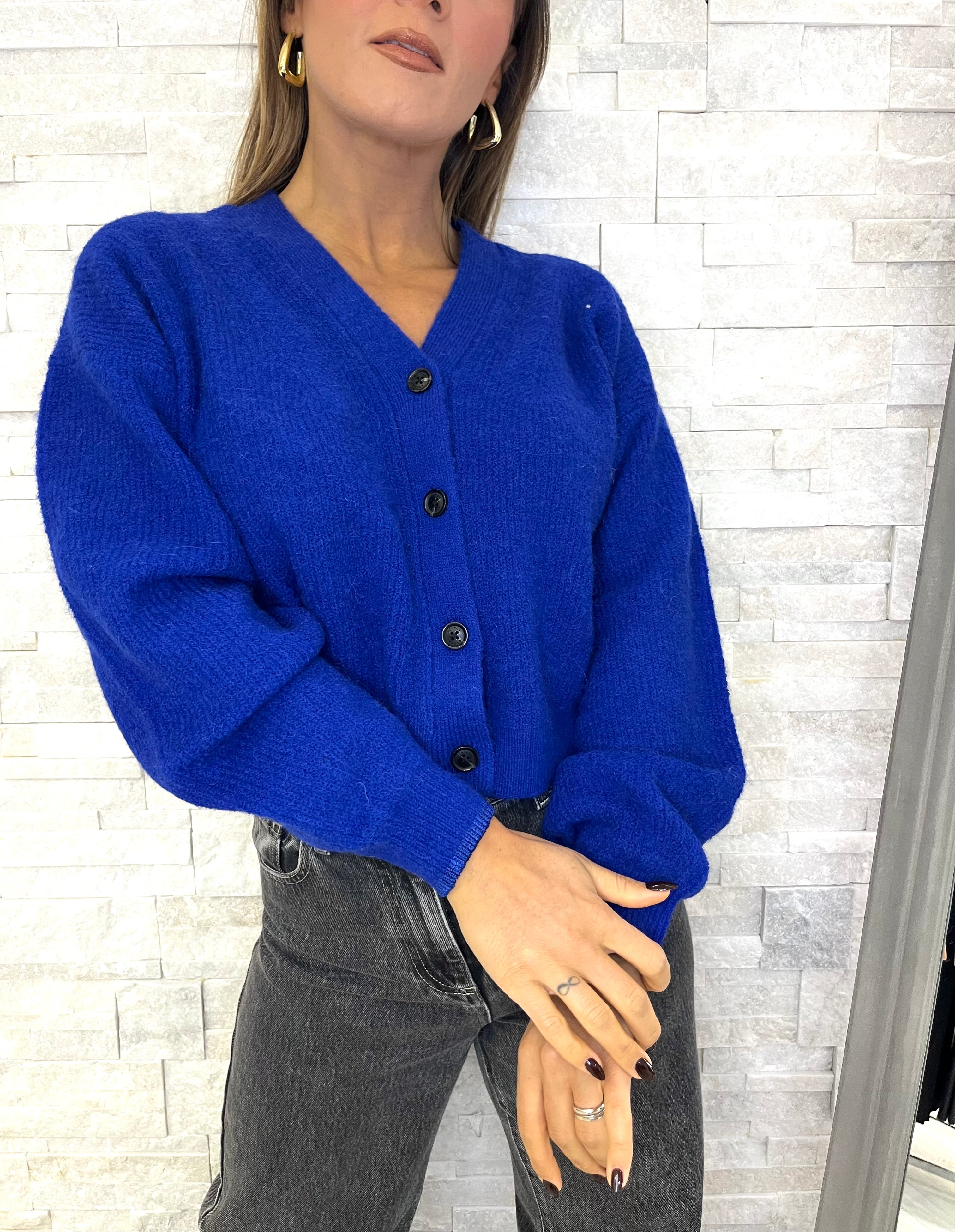 Cardigan blu tre bottoni