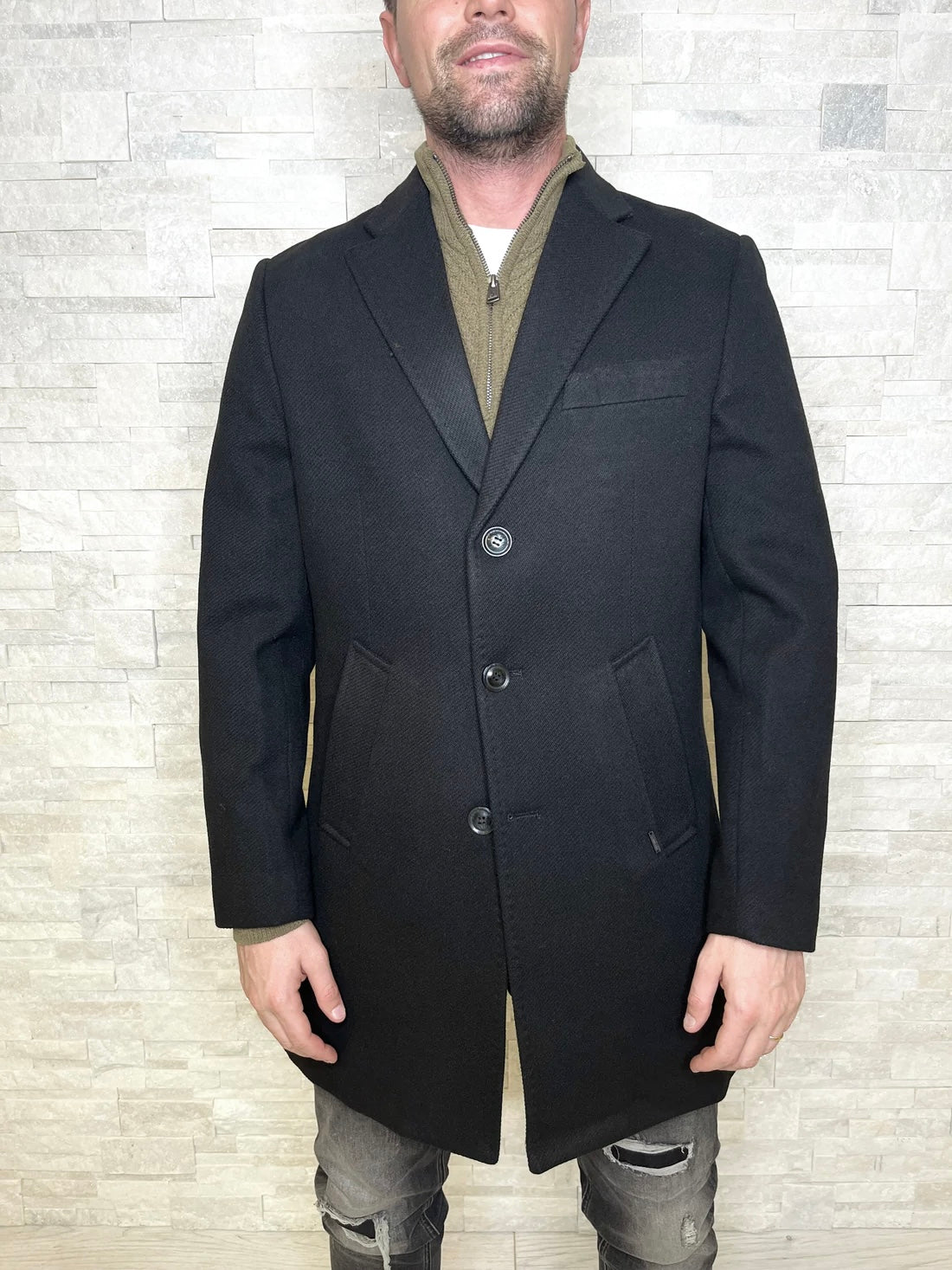 Cappotto slim fit nero