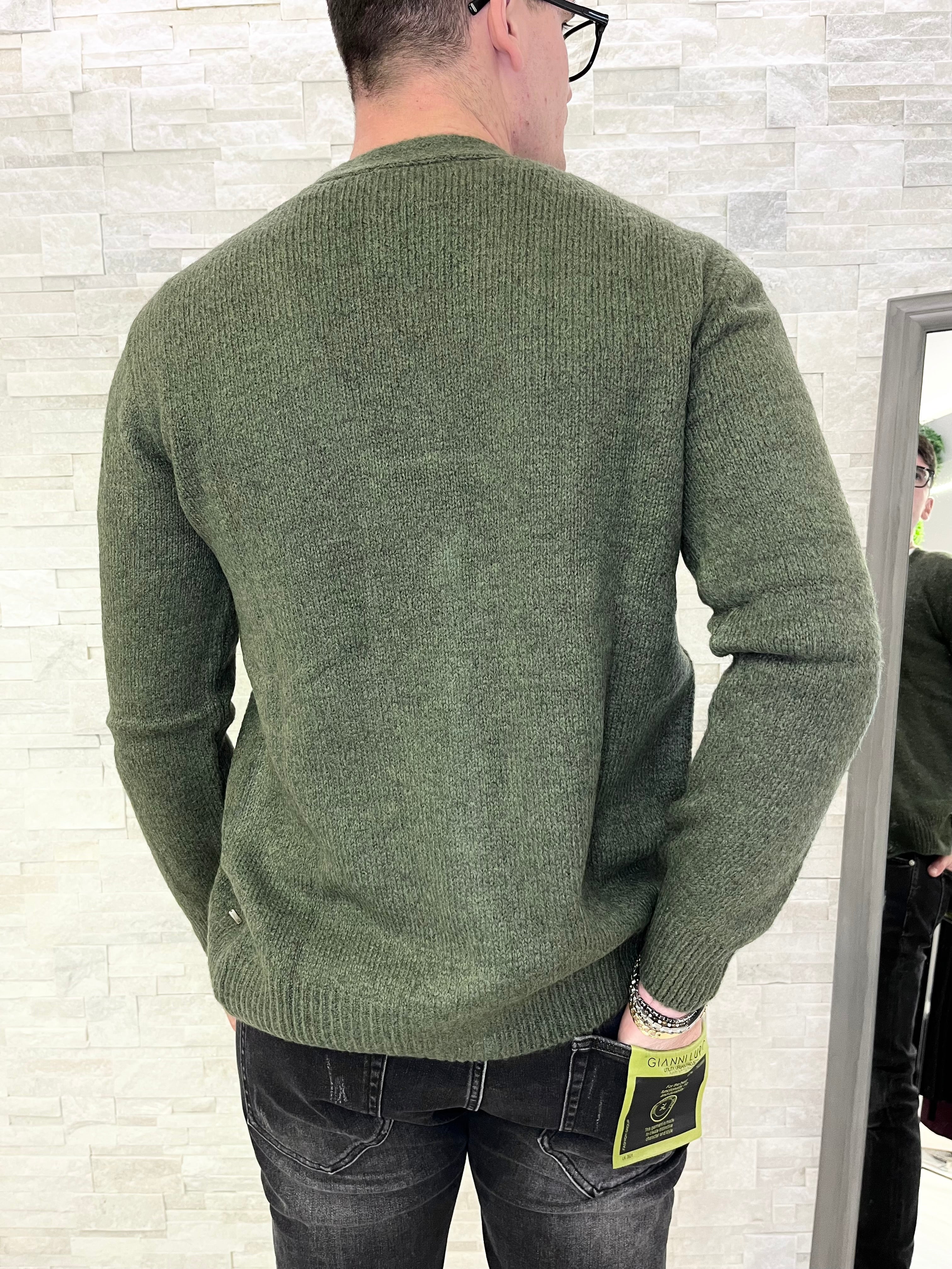 Cardigan in misto lana military