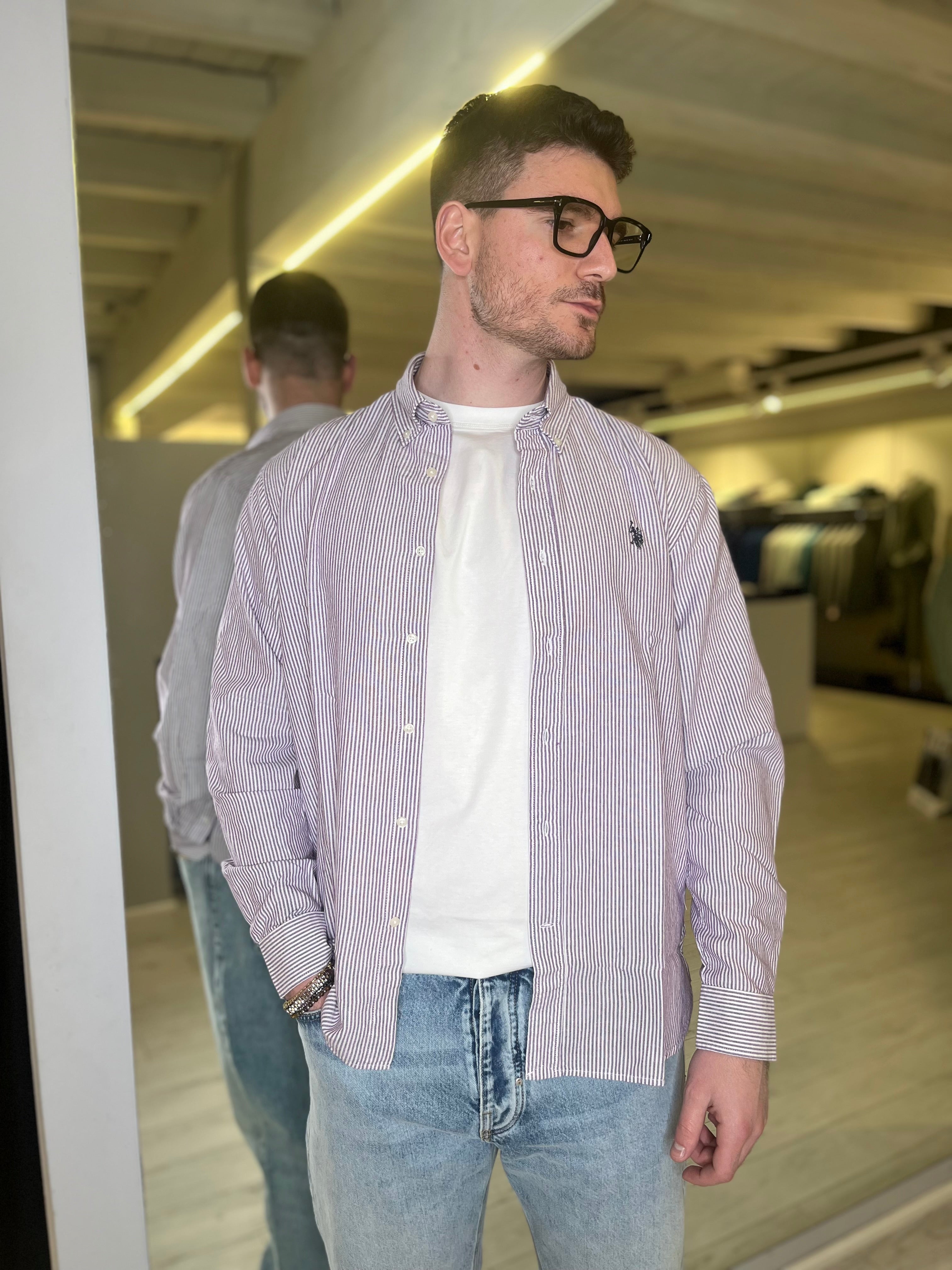 Camicia in cotone a righe