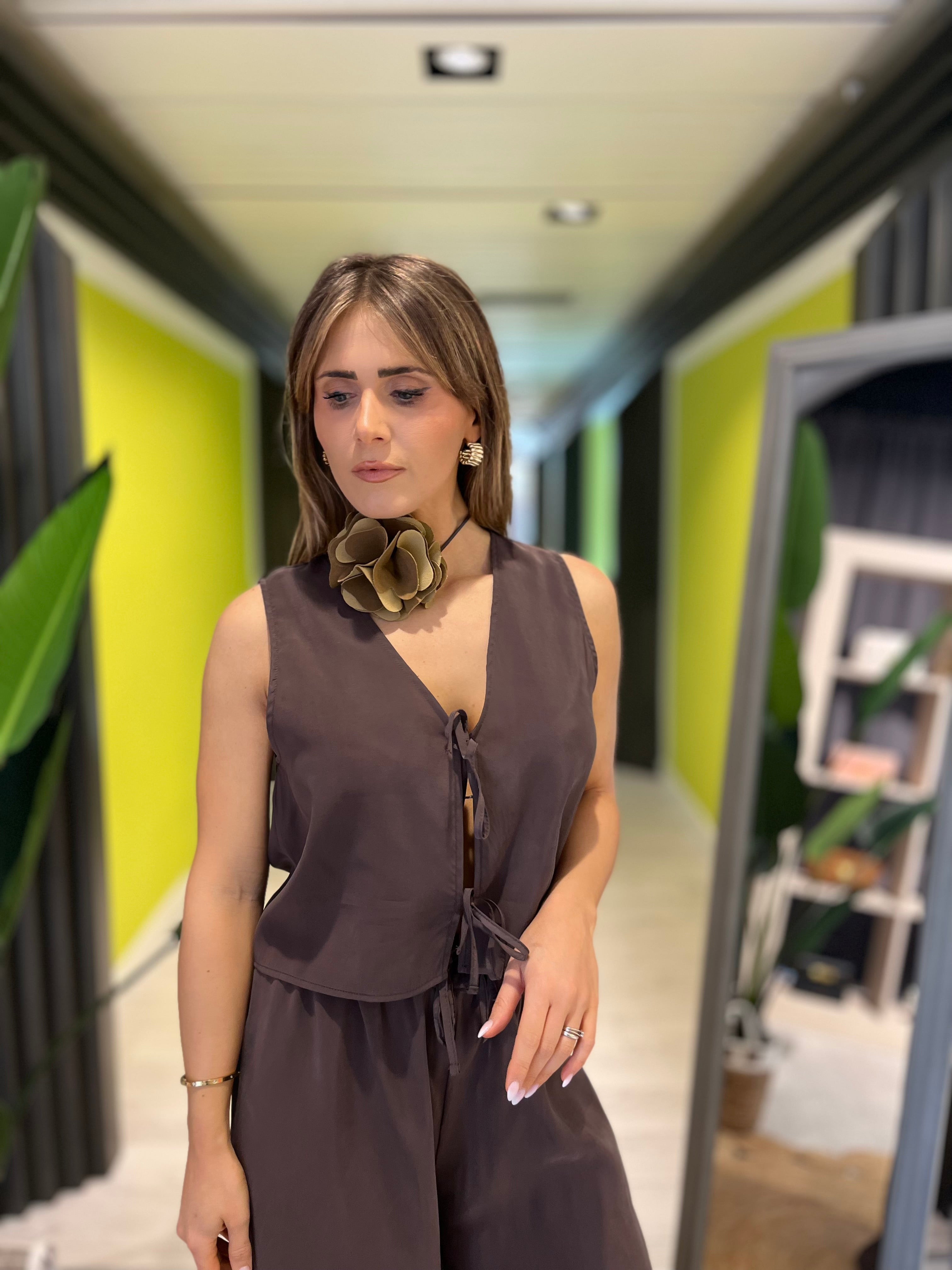 Set coordinato gilet e pantaloni moro