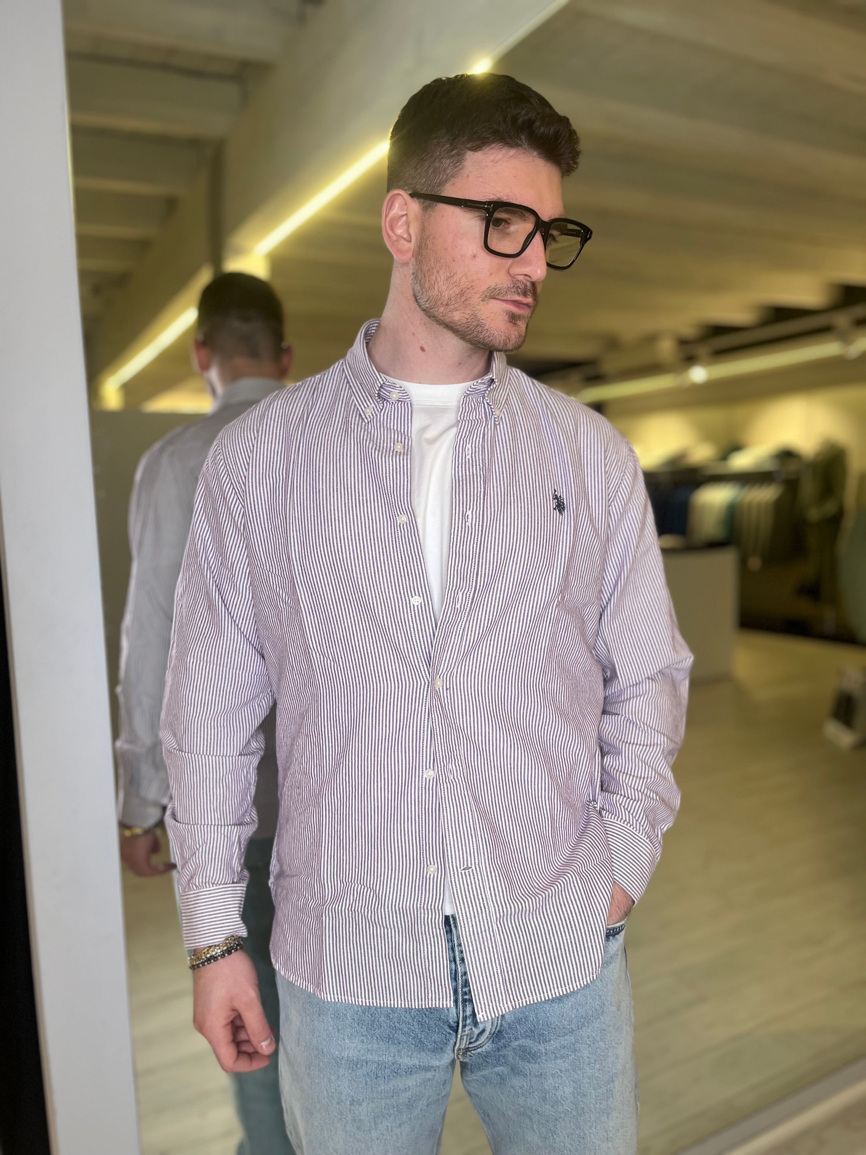 Camicia in cotone a righe