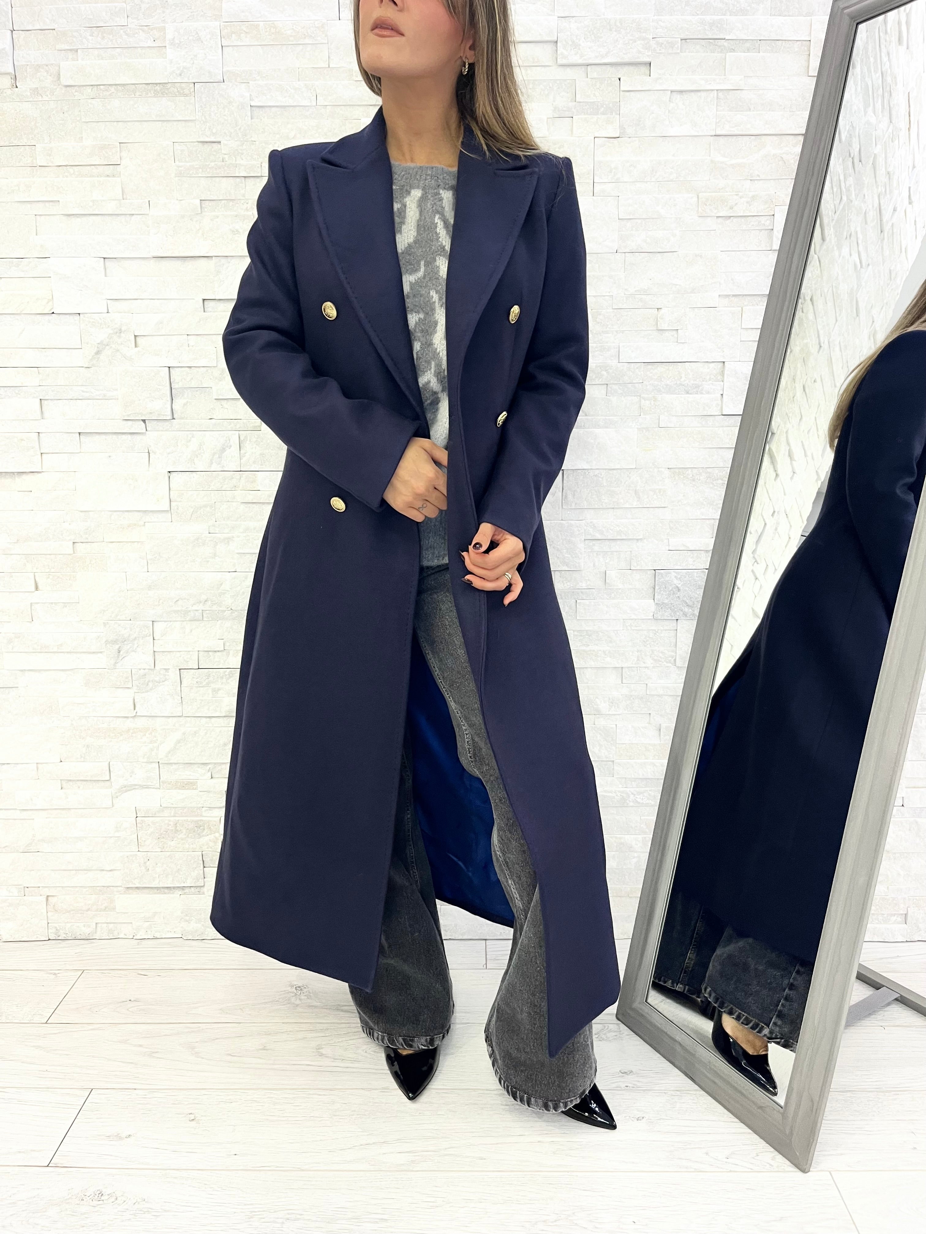 Cappotto doppiopetto blu