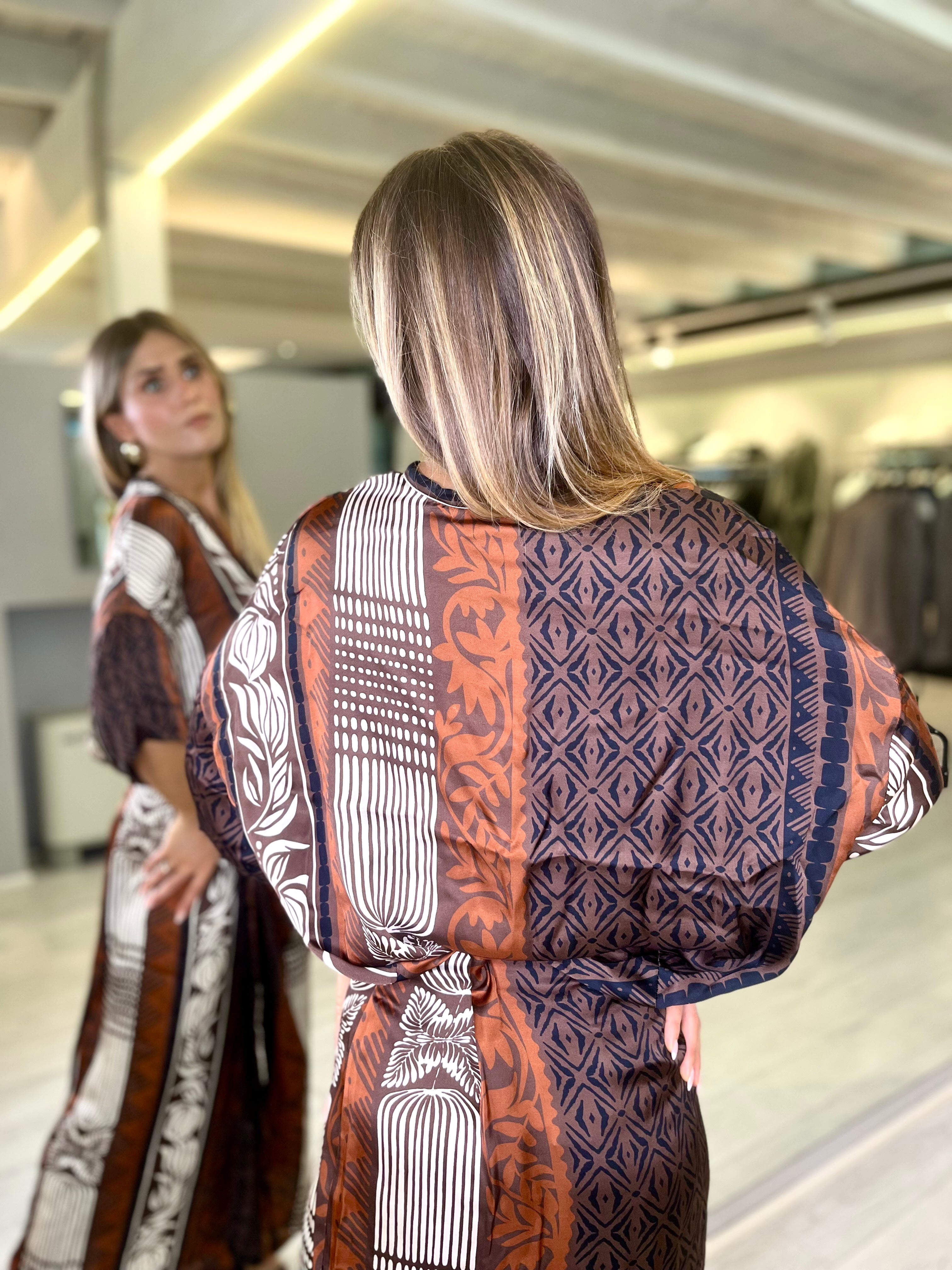 Blusa mezza manica fantasia
