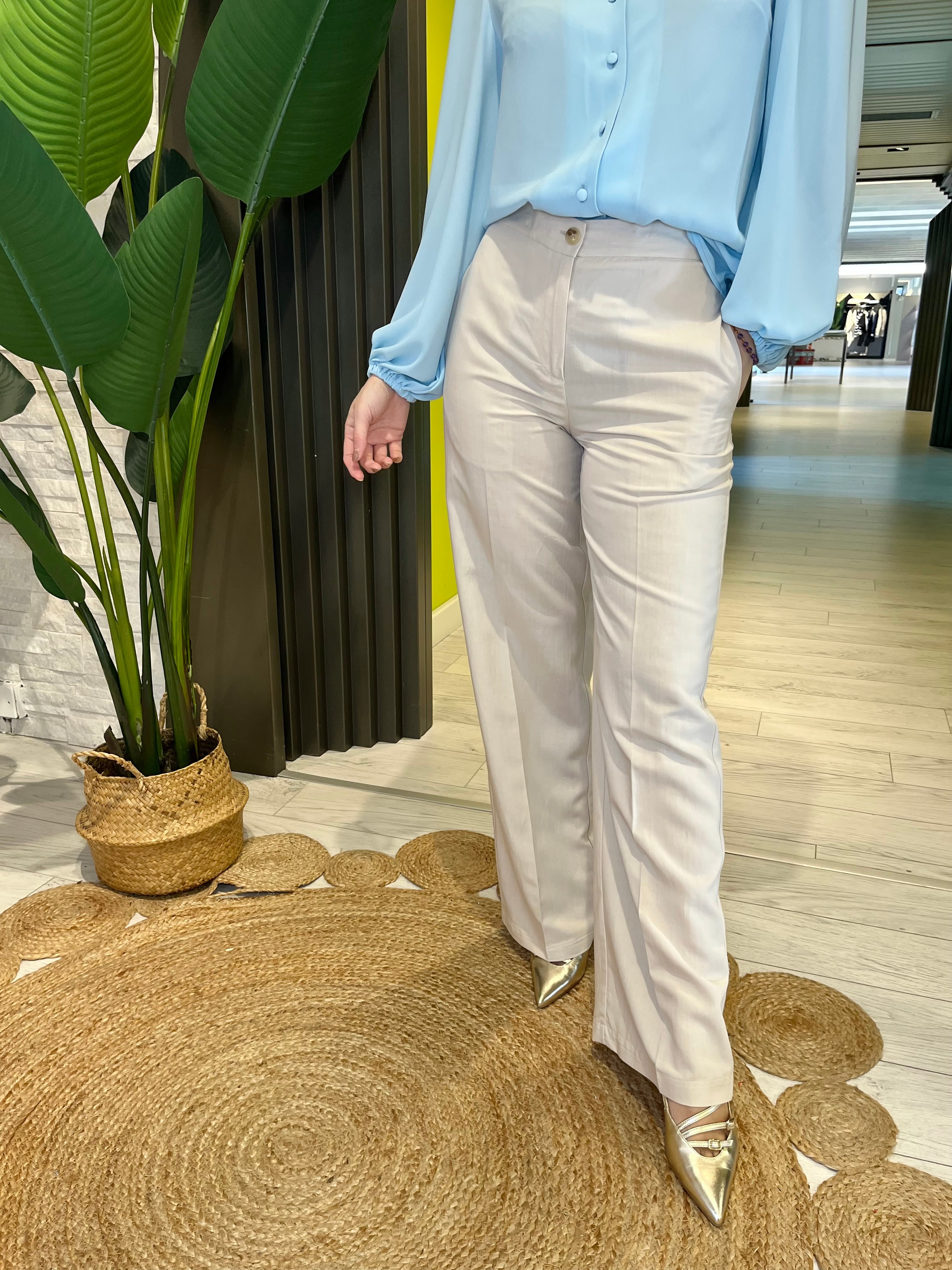 Pantalone in viscosa avorio