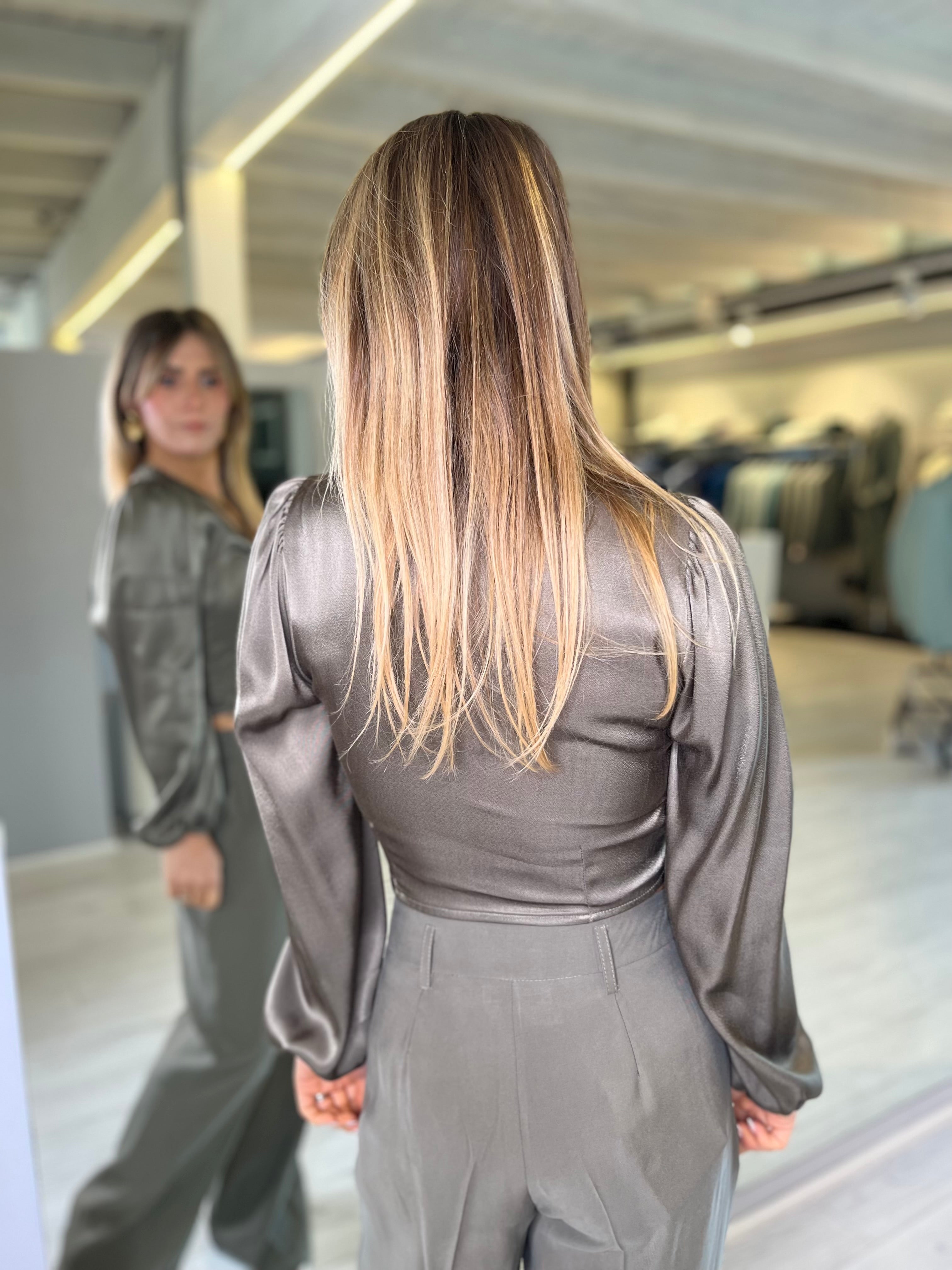 Blusa in raso militare
