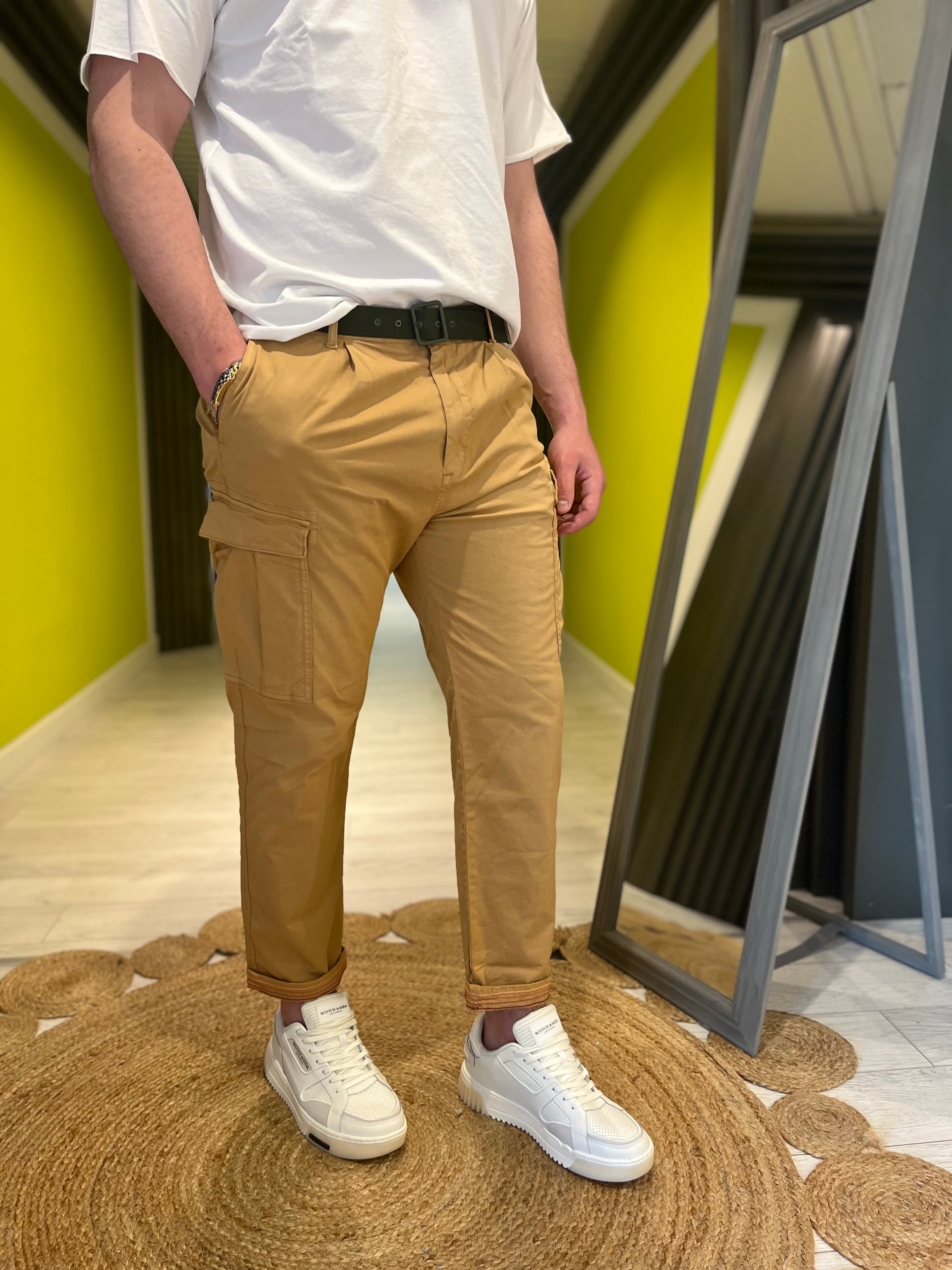 Pantalone cargo cammello