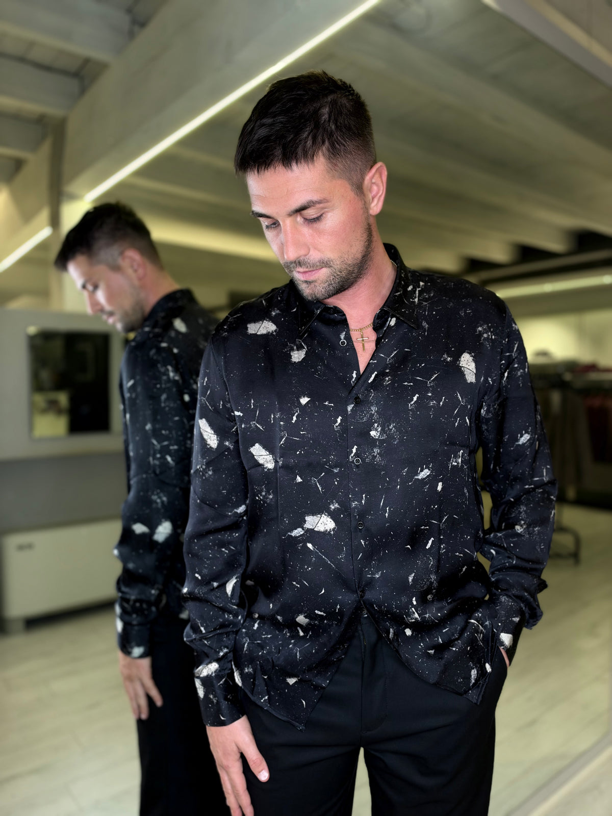 Camicia in viscosa con stampa