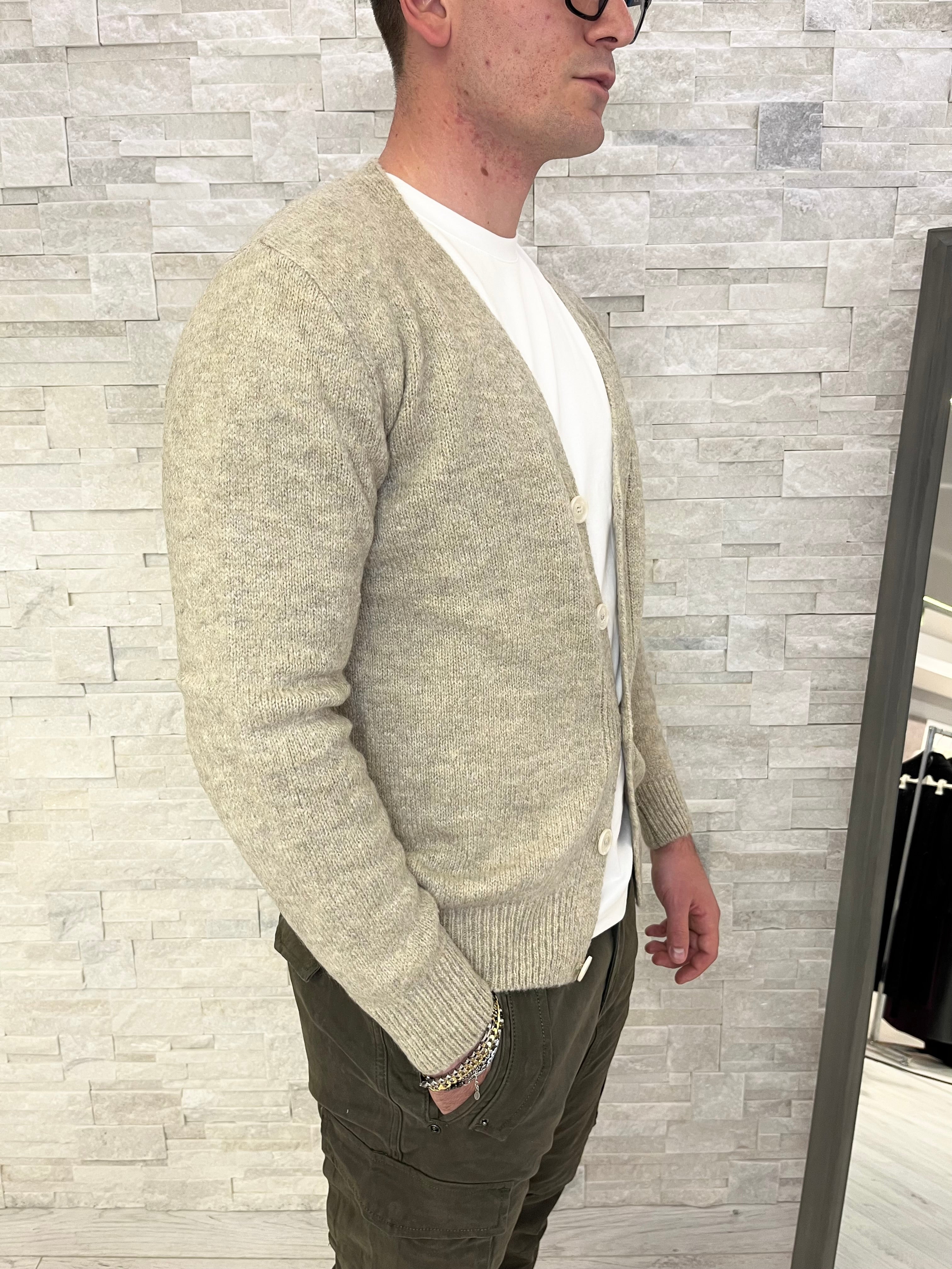 Cardigan in misto lana beige