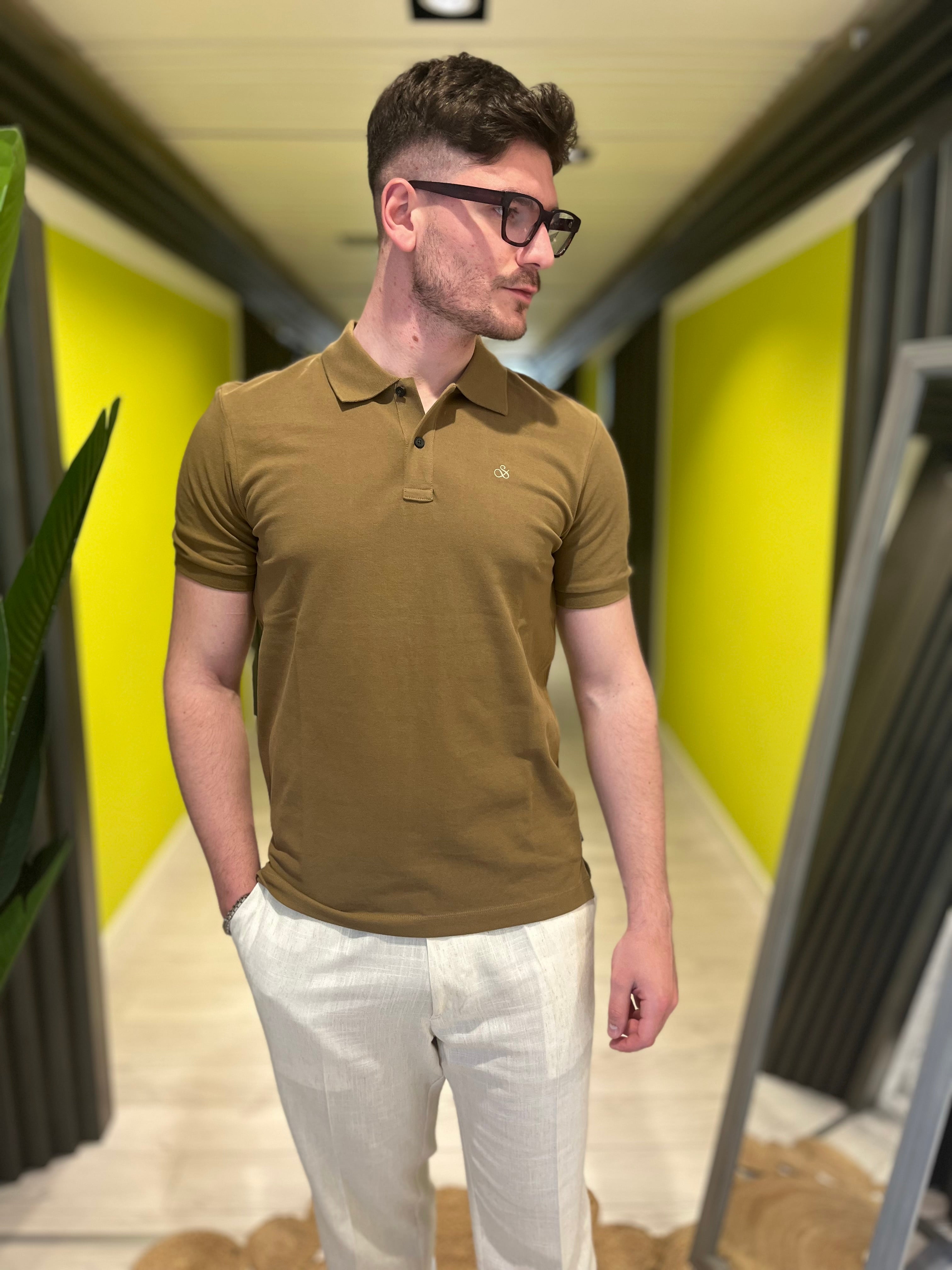 Polo in piquet marrone