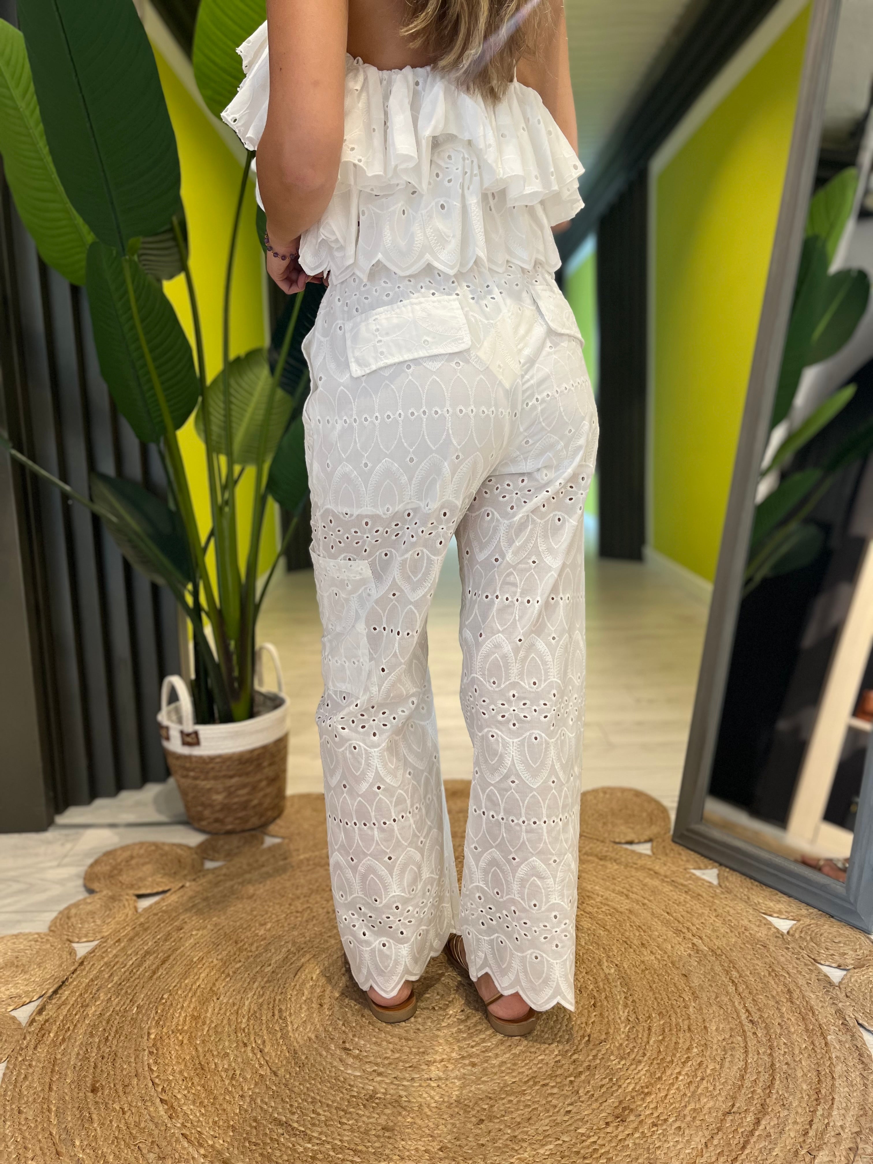 Pantalone sangallo bianco