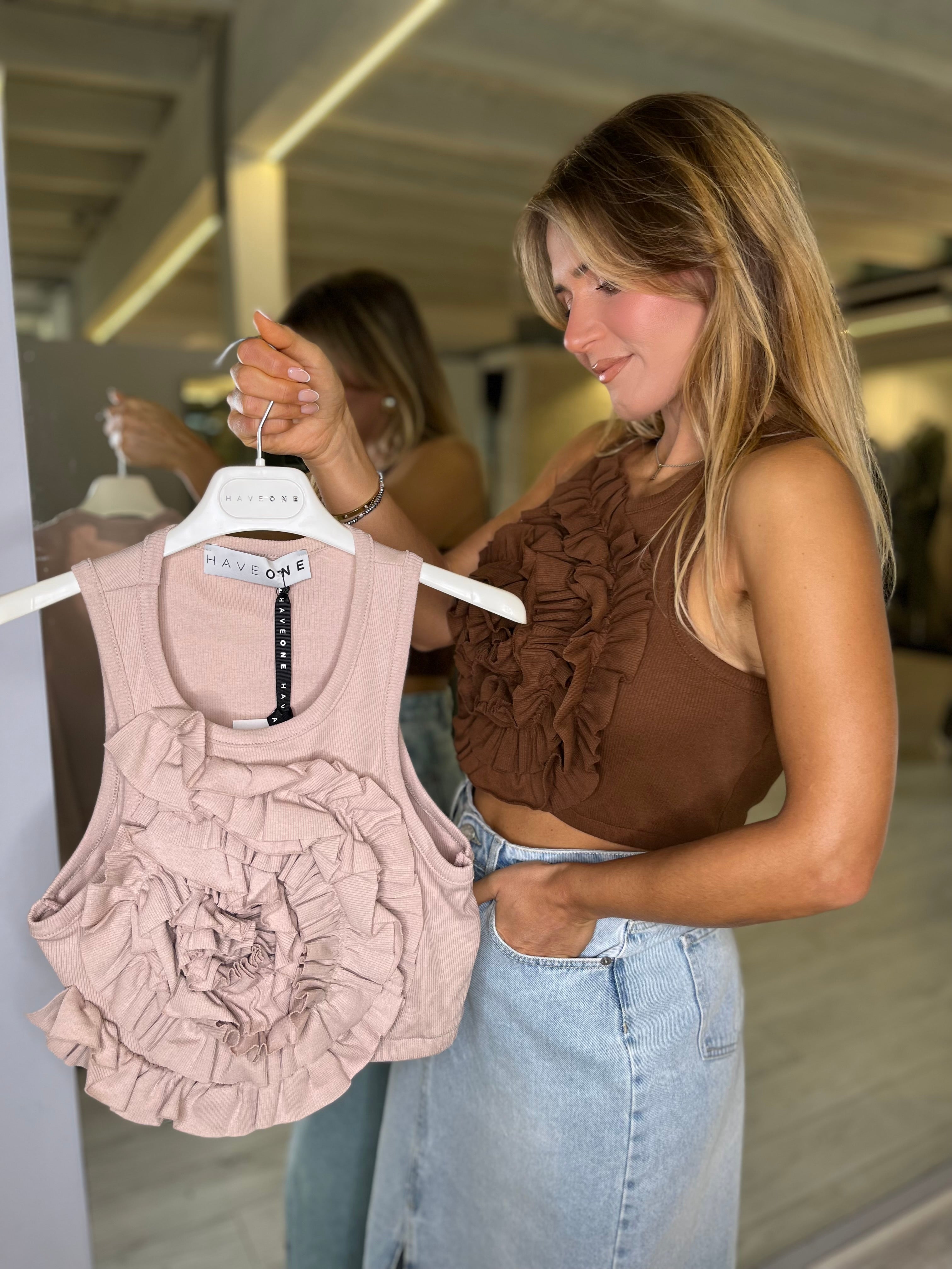 Canotta costine rosa